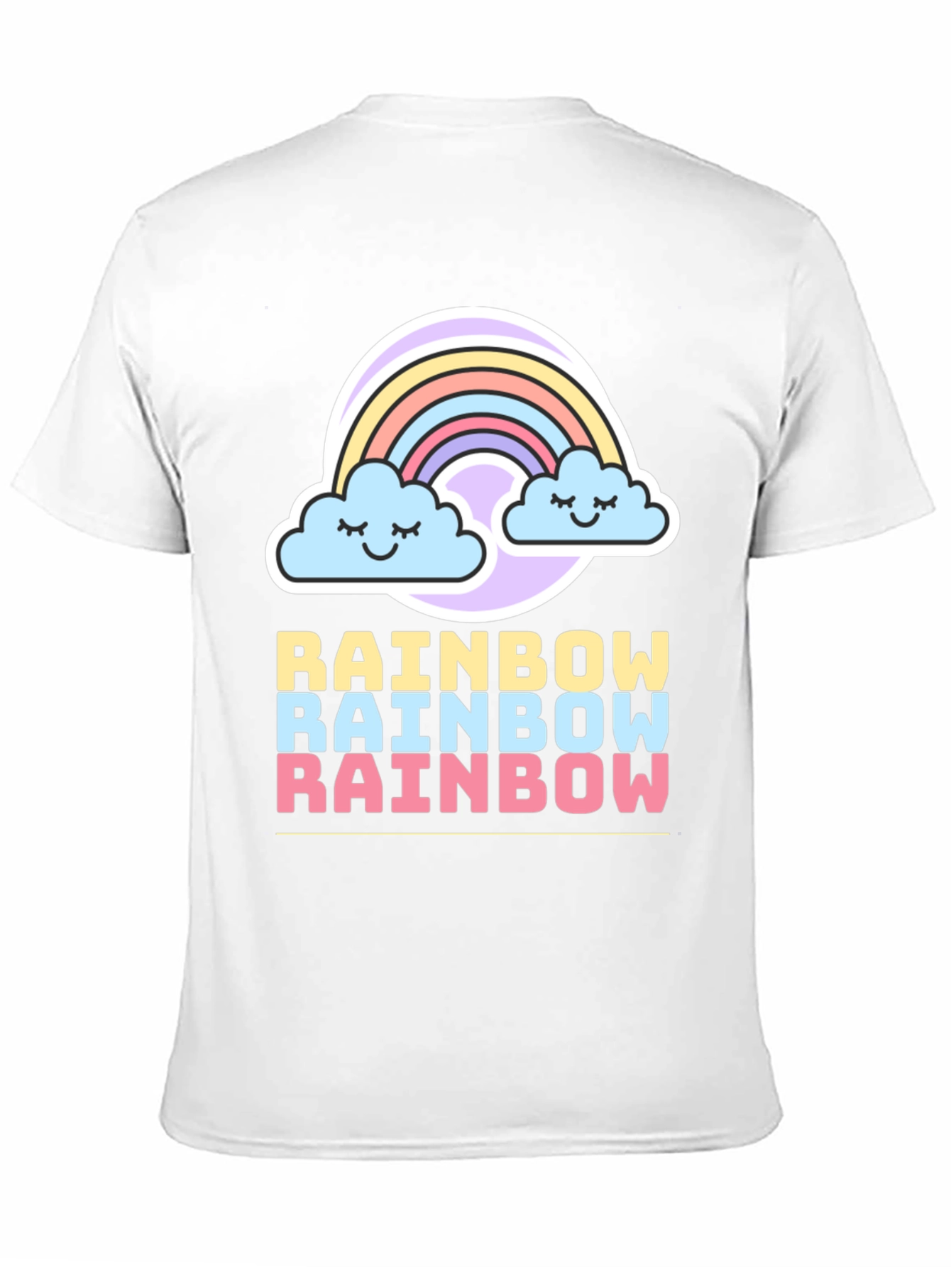 Rainbow Graphic Tee - Cute Cloud Design