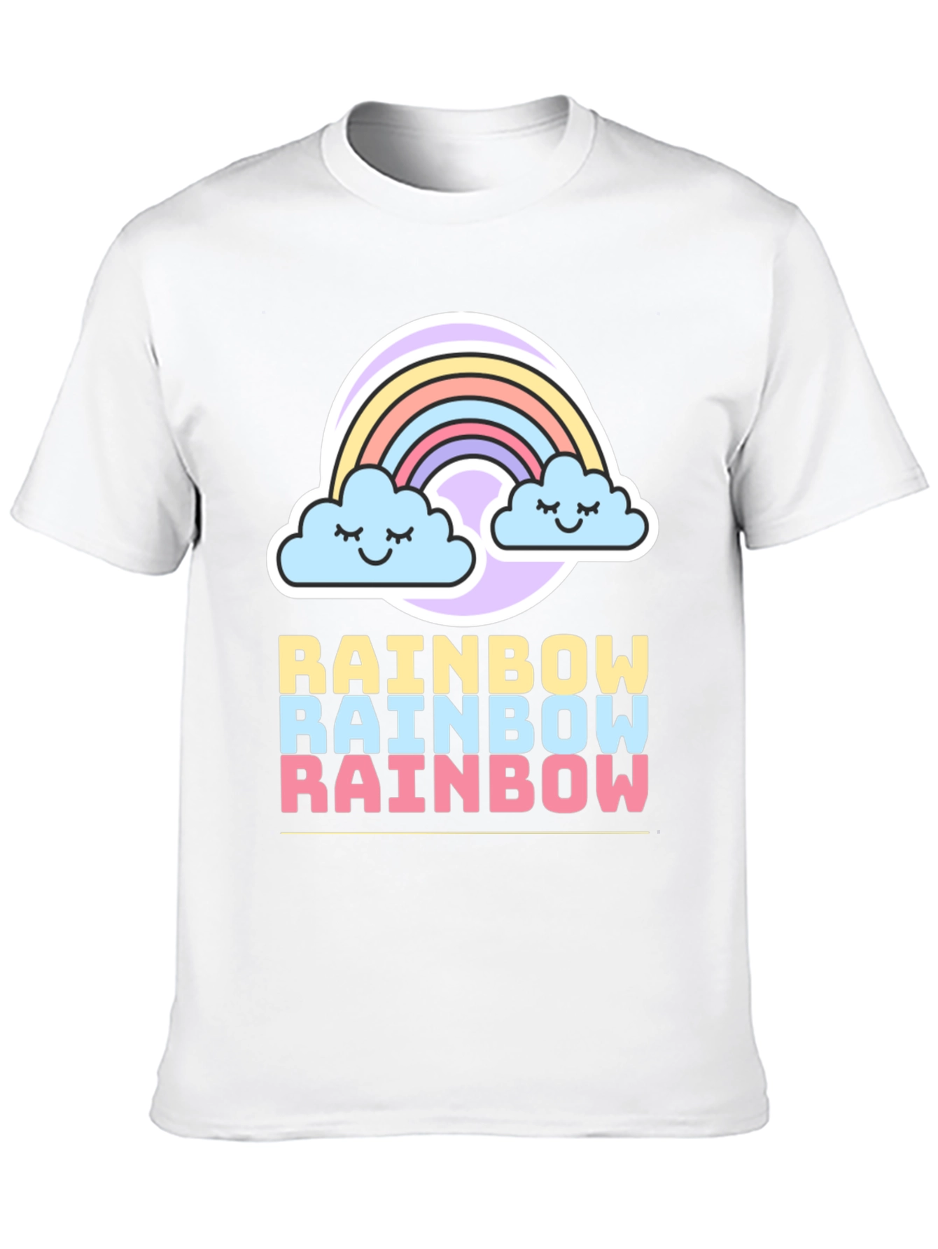 Rainbow Graphic Tee - Cute Cloud Design