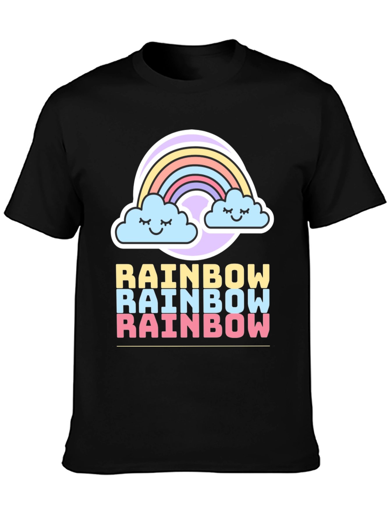 Rainbow Graphic Tee - Cute Cloud Design