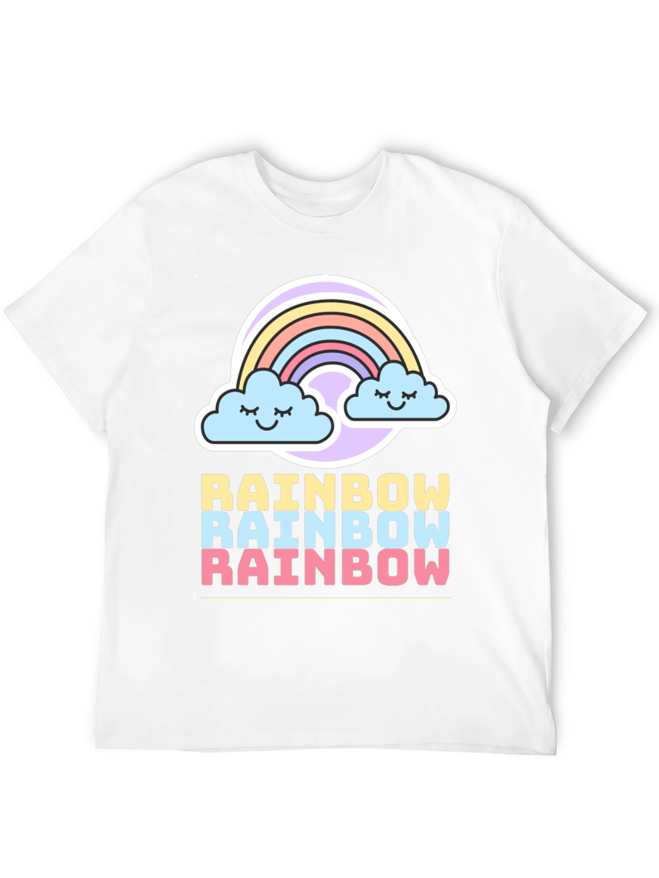 Rainbow Graphic Tee - Cute Cloud Design
