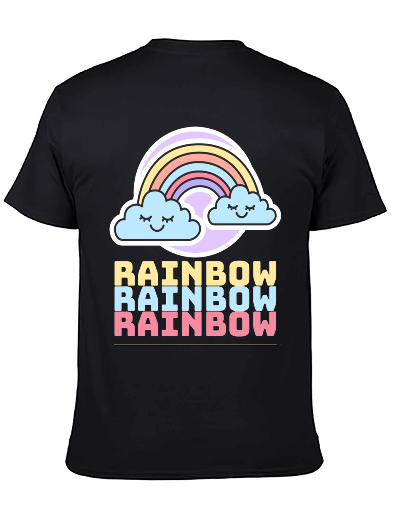 Rainbow Graphic Tee - Cute Cloud Design