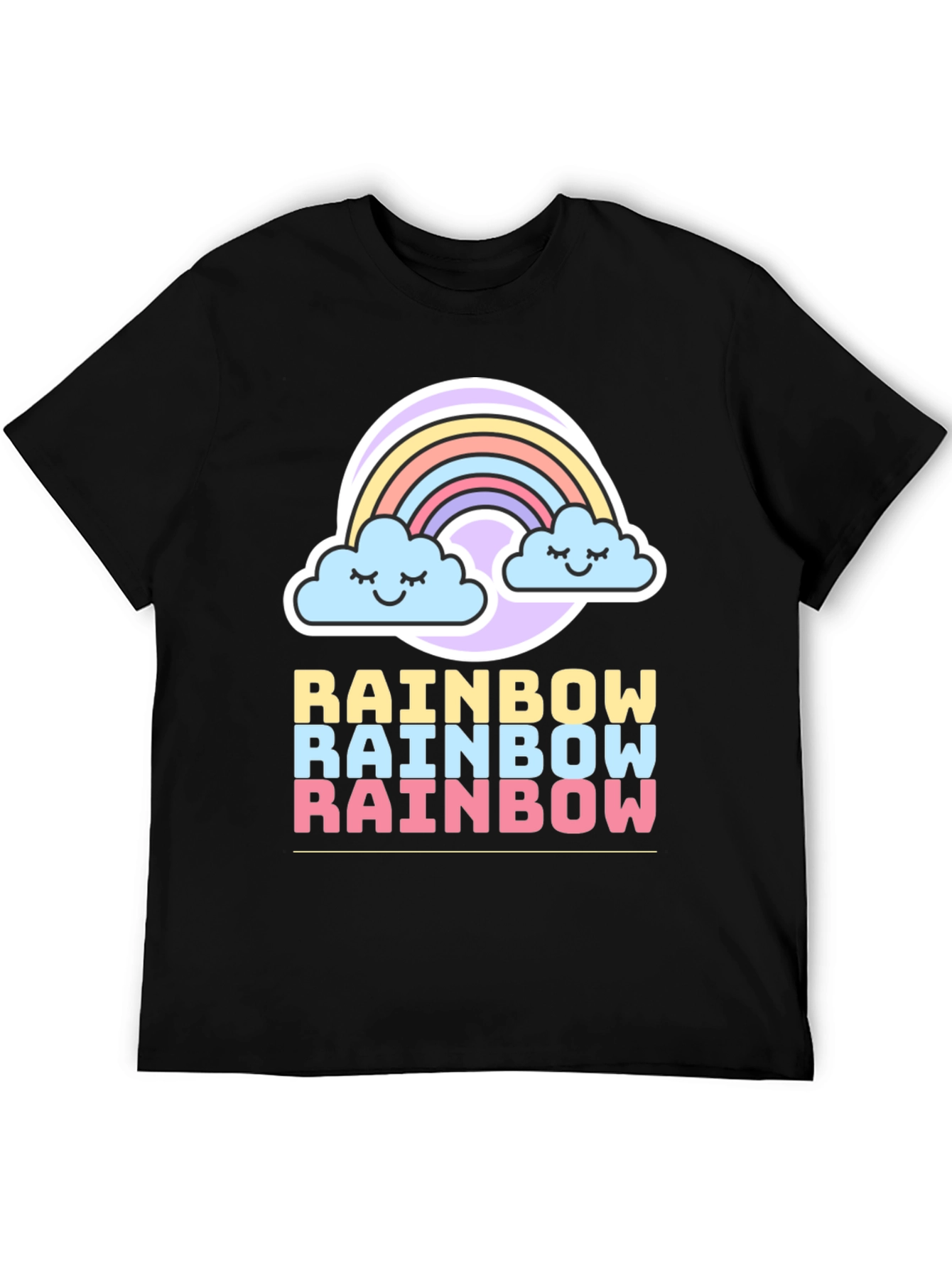 Rainbow Graphic Tee - Cute Cloud Design