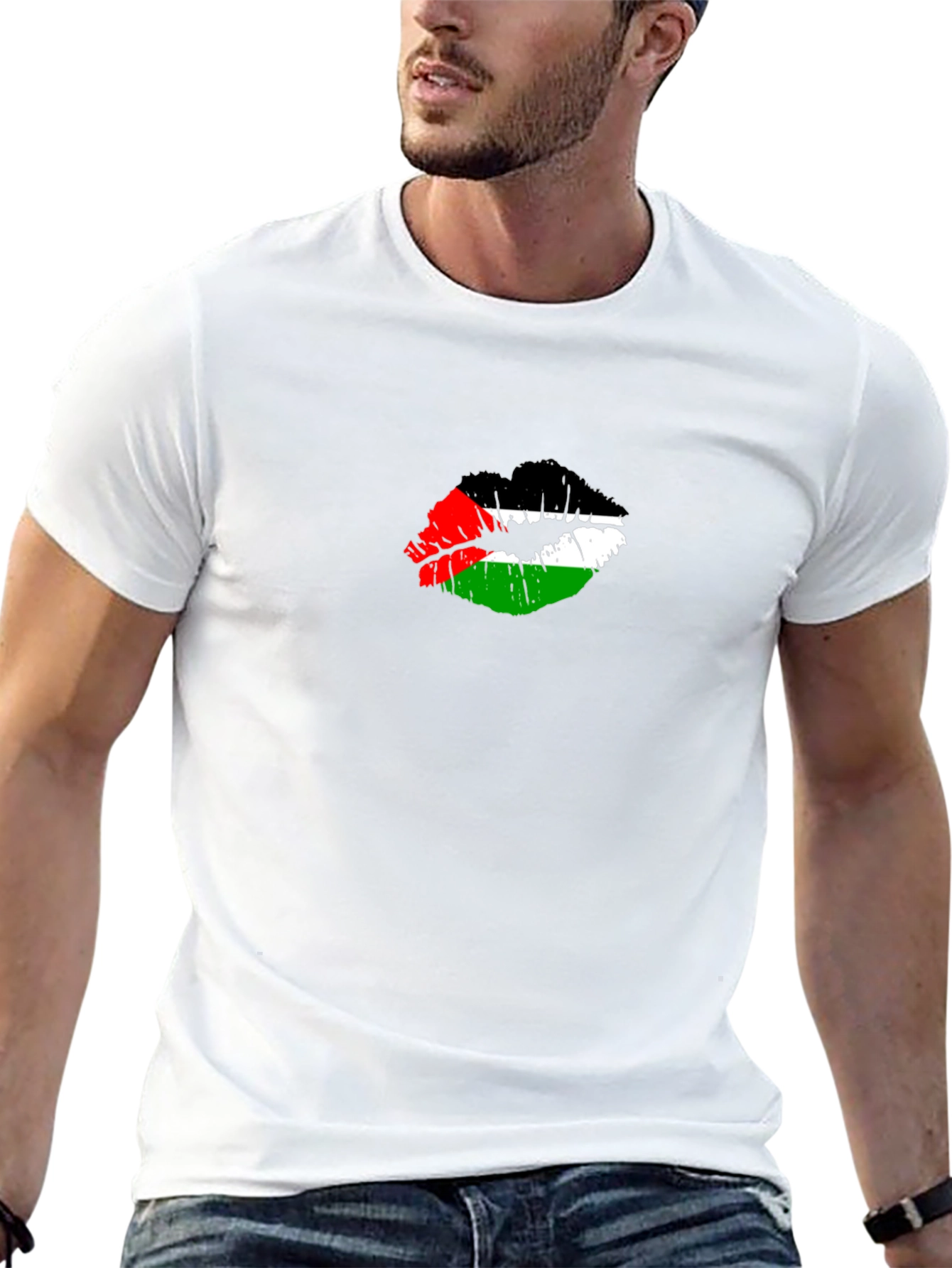 Palestine Flag Lips T-Shirt - Unique Graphic Tee