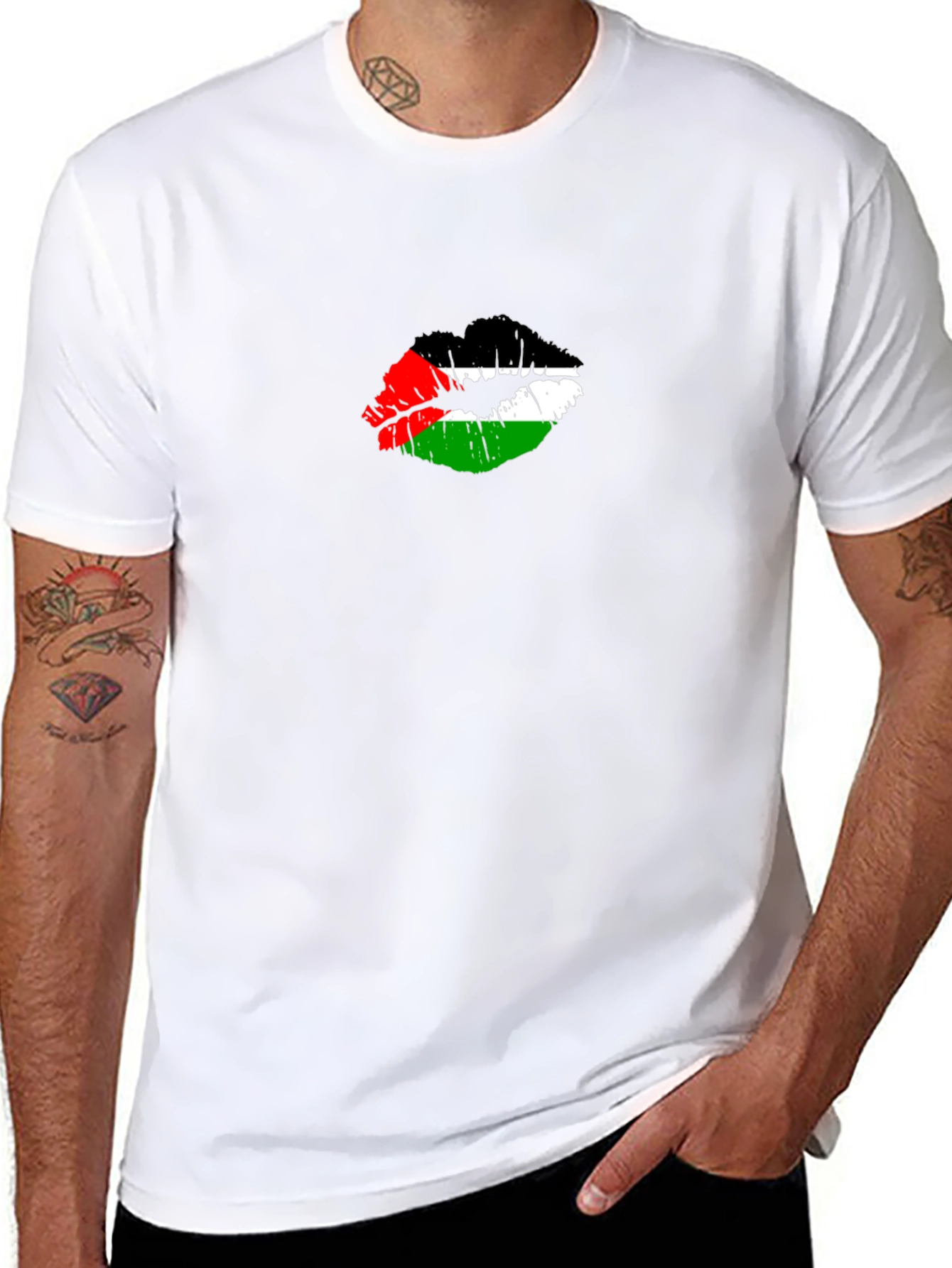 Palestine Flag Lips T-Shirt - Unique Graphic Tee
