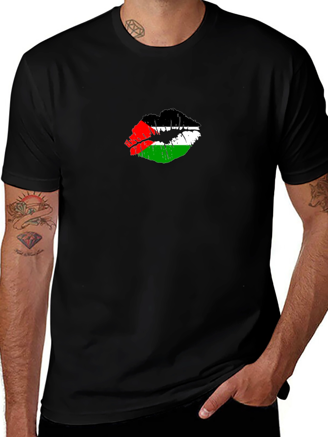 Palestine Flag Lips T-Shirt - Unique Graphic Tee
