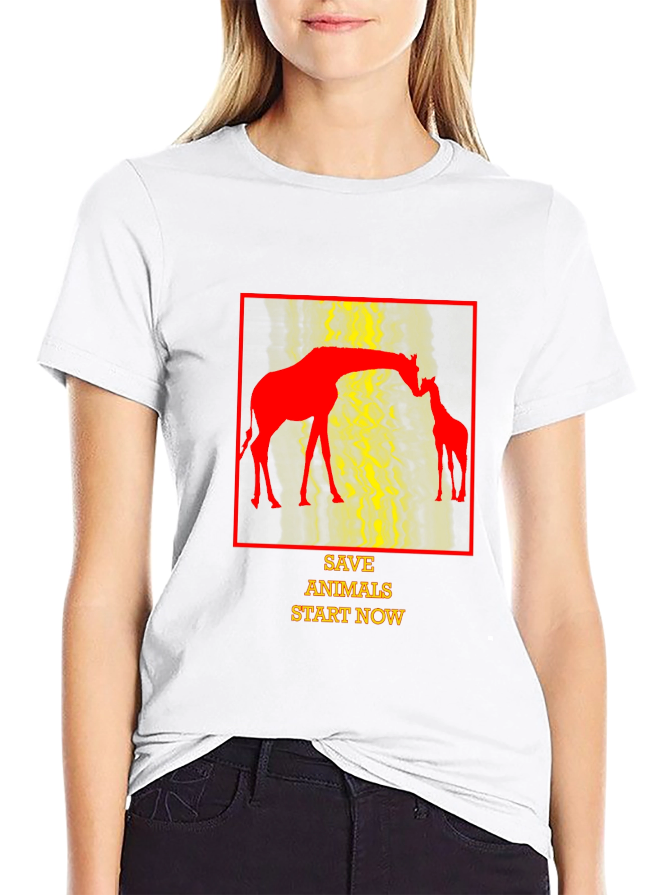 Save Animals T-Shirt - Giraffe Design