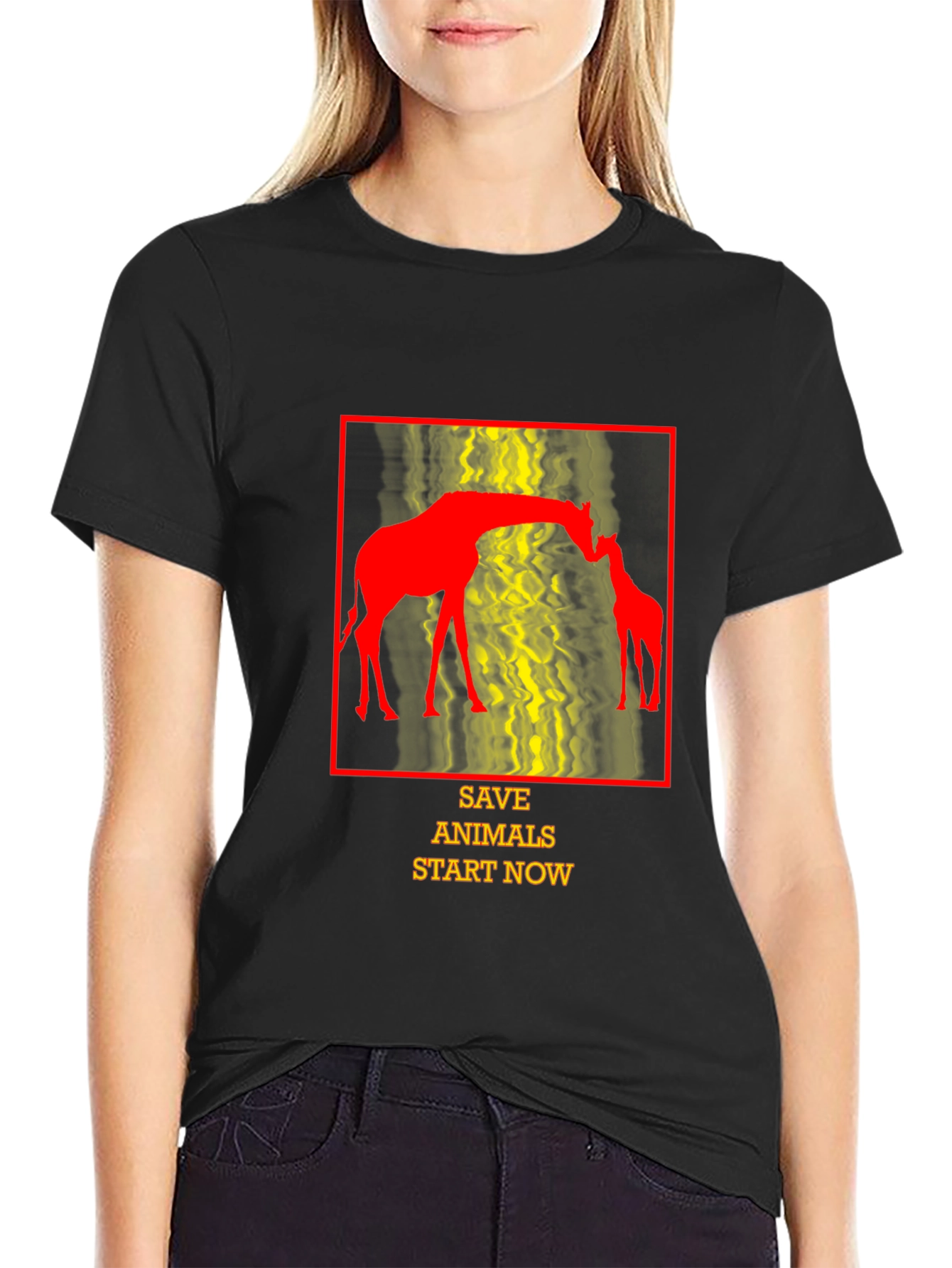 Save Animals T-Shirt - Giraffe Design