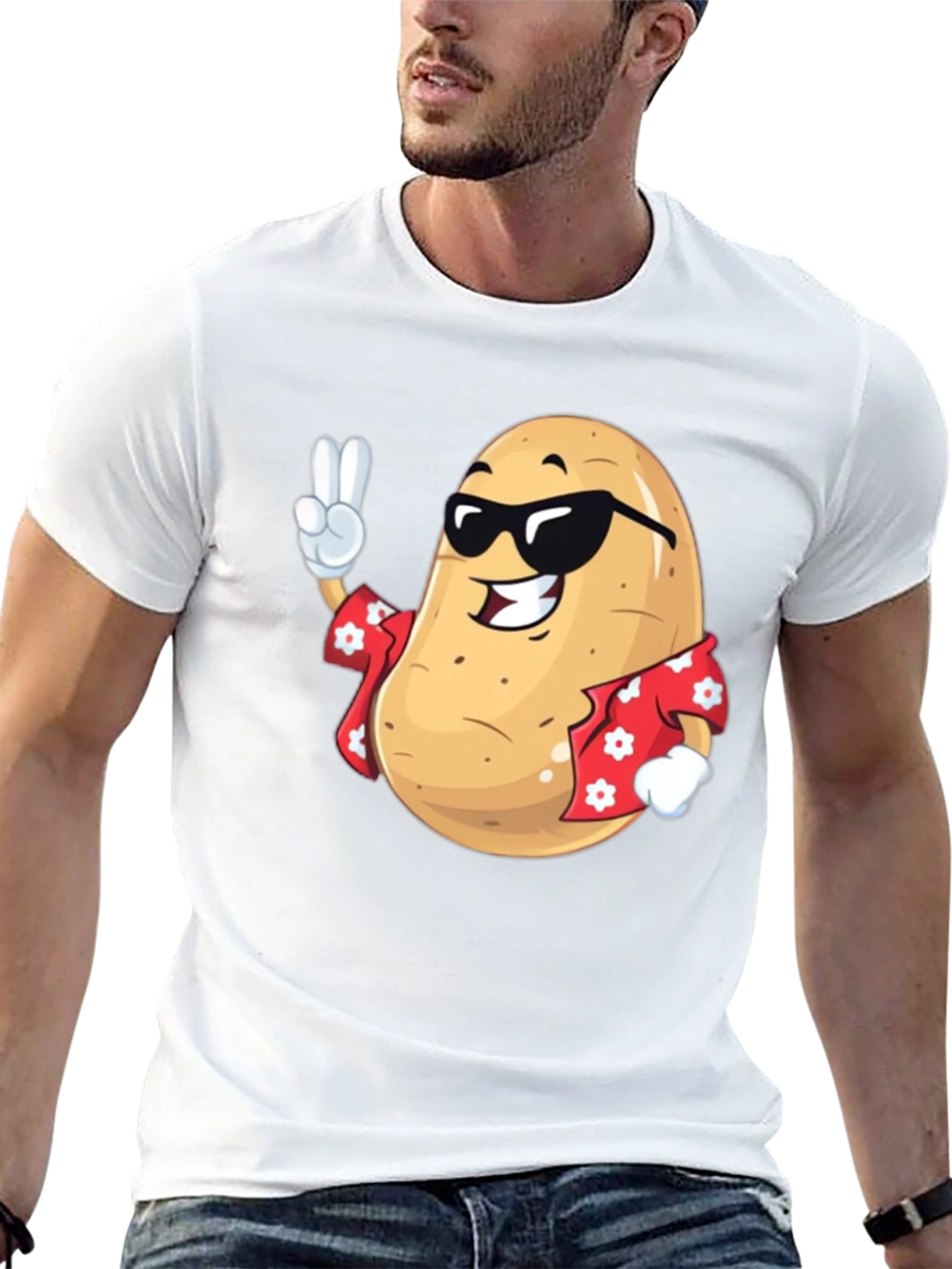 Cool Potato T-Shirt - Peace Sign & Hawaiian Shirt