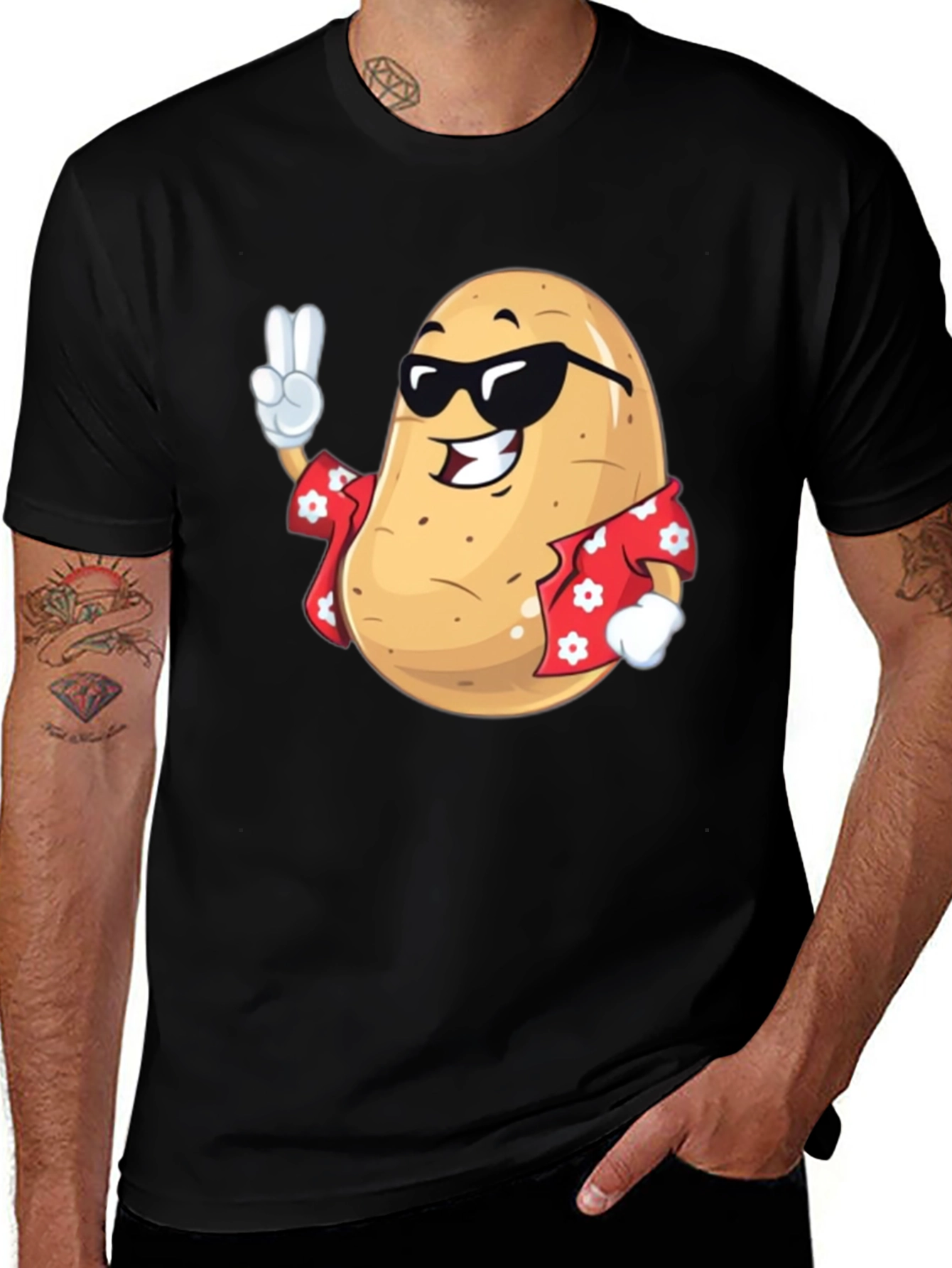 Cool Potato T-Shirt - Peace Sign & Hawaiian Shirt