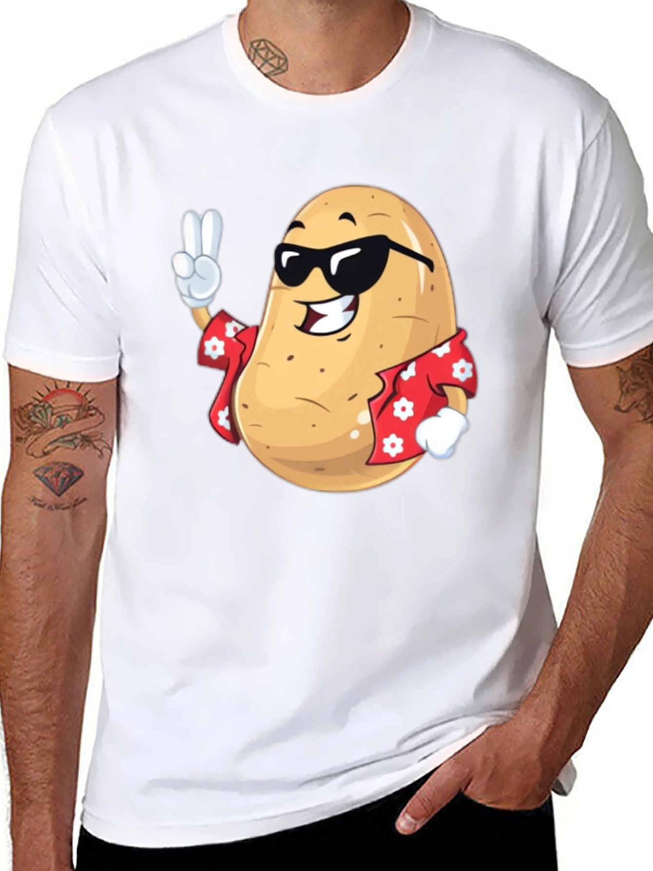 Cool Potato T-Shirt - Peace Sign & Hawaiian Shirt