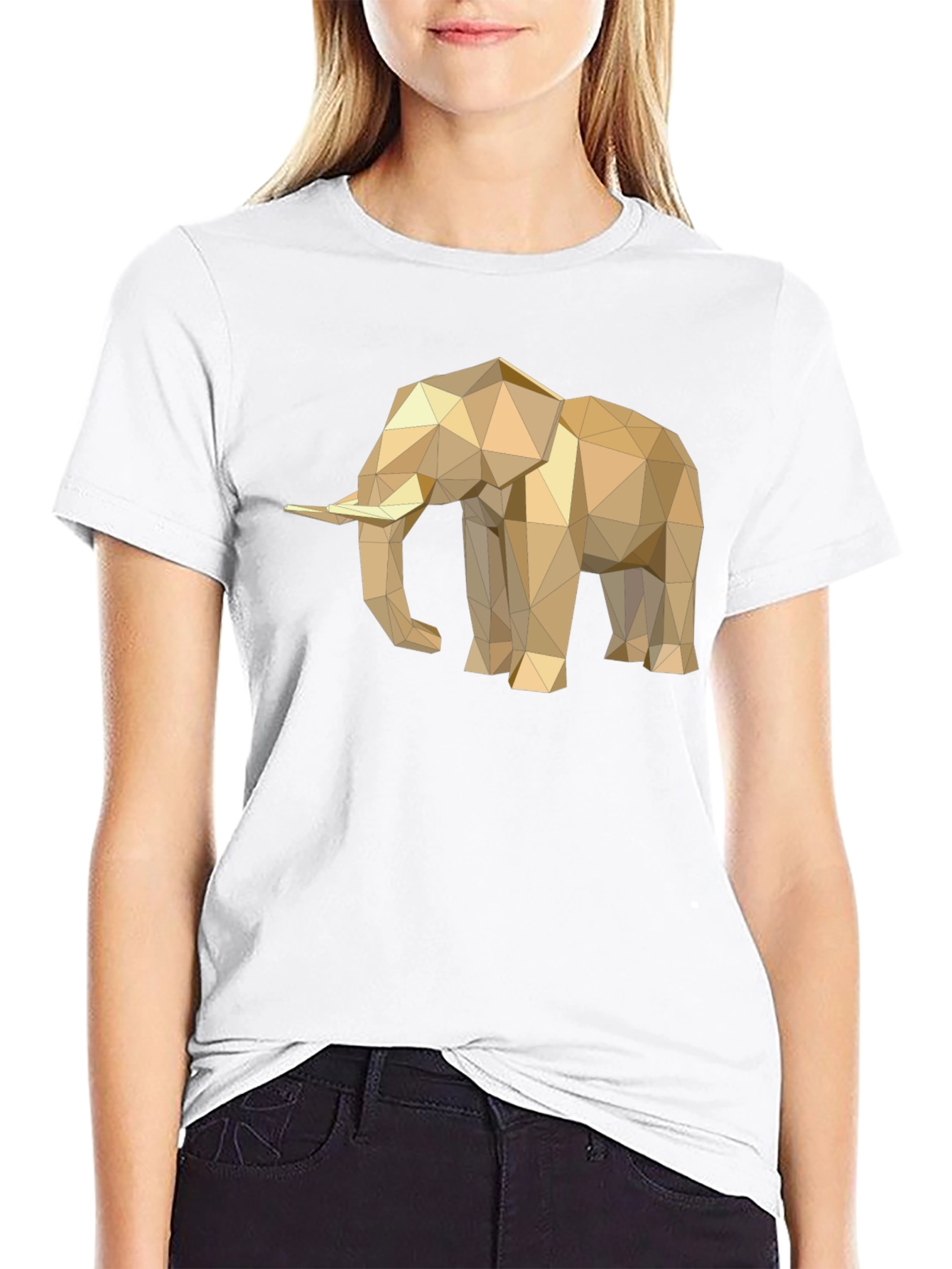 Geometric Elephant Graphic Tee - Stylish Mens Black T-Shirt