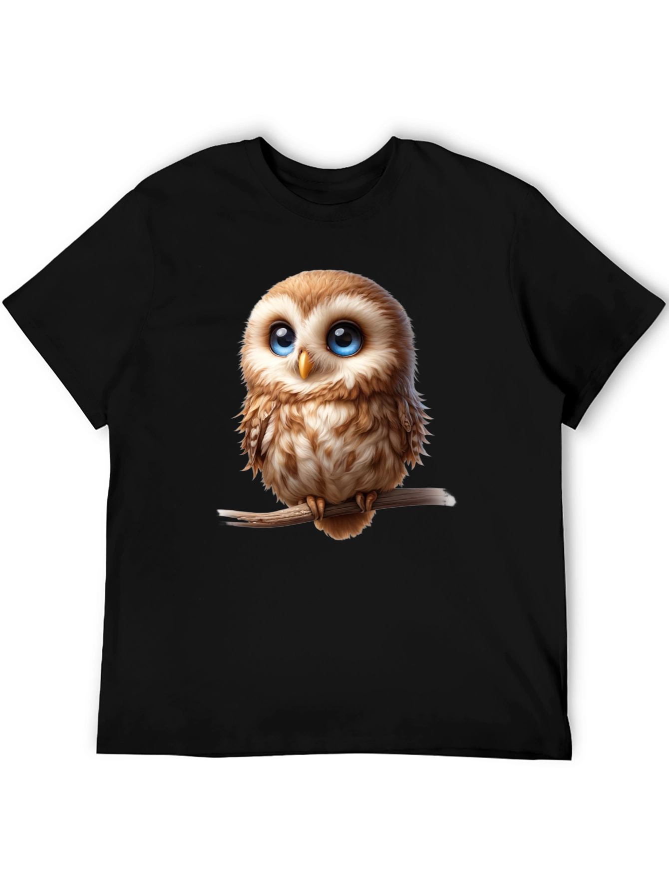 Cute Owl Graphic Tee - Mens Black T-Shirt