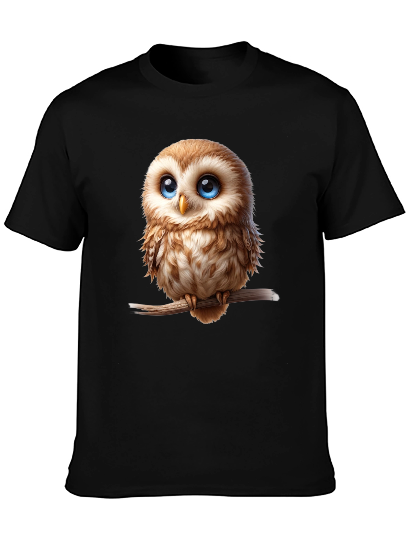 Cute Owl Graphic Tee - Mens Black T-Shirt