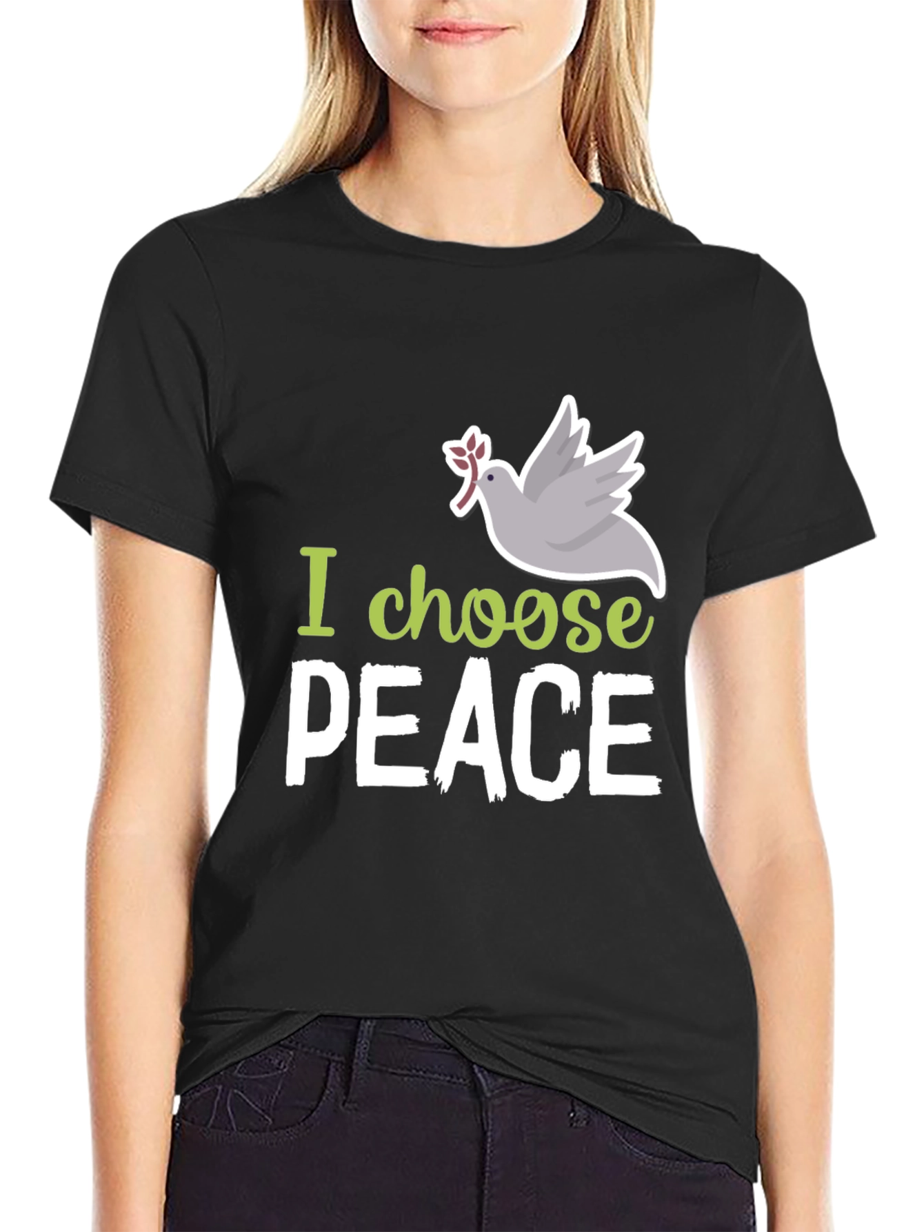 I Choose Peace Dove Graphic Black T-Shirt