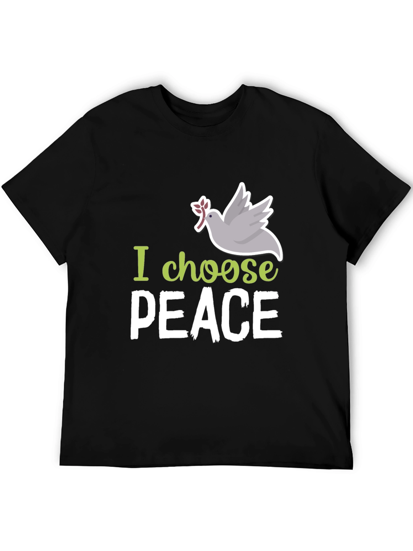 I Choose Peace Dove Graphic Black T-Shirt