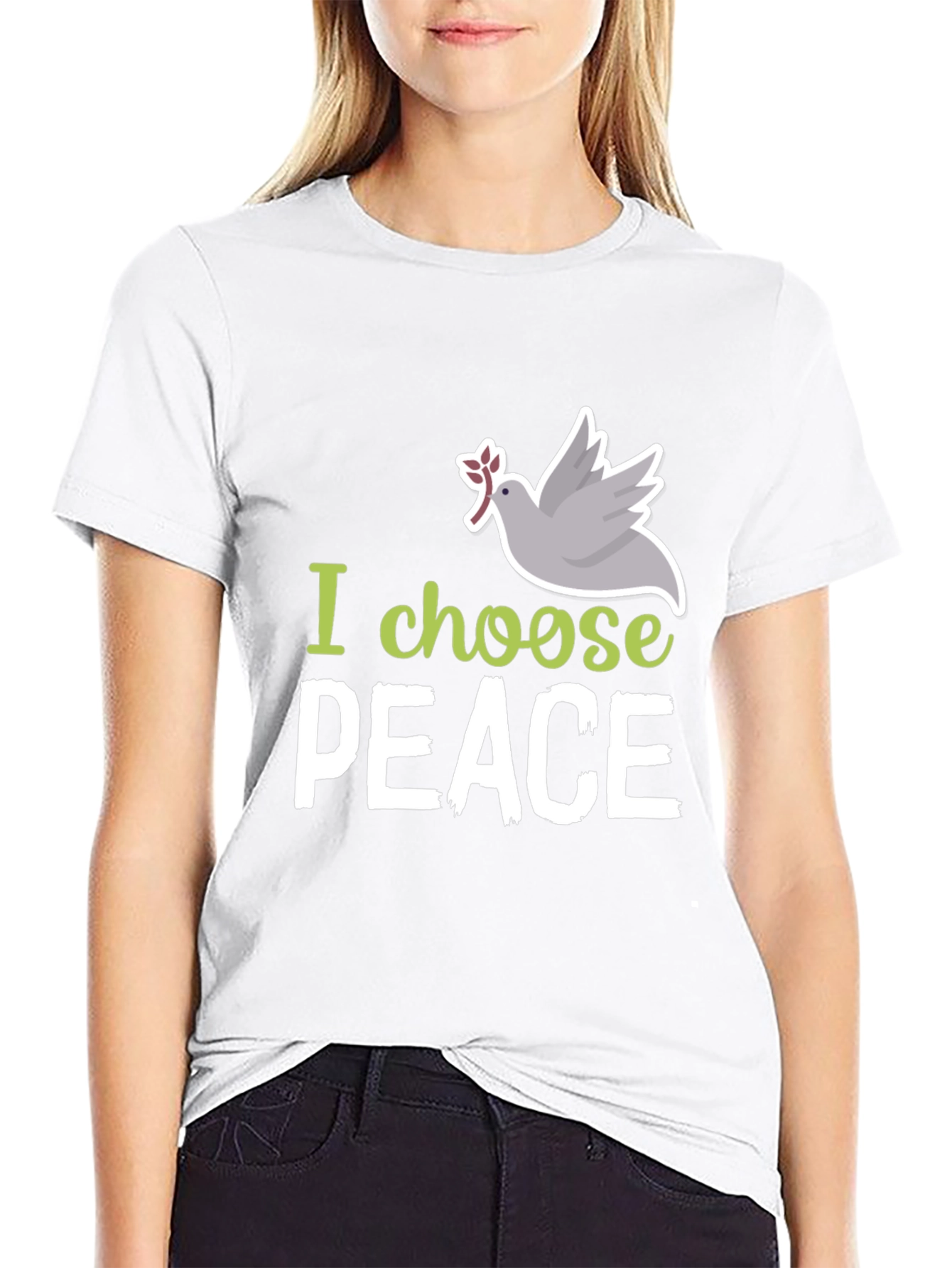 I Choose Peace Dove Graphic Black T-Shirt