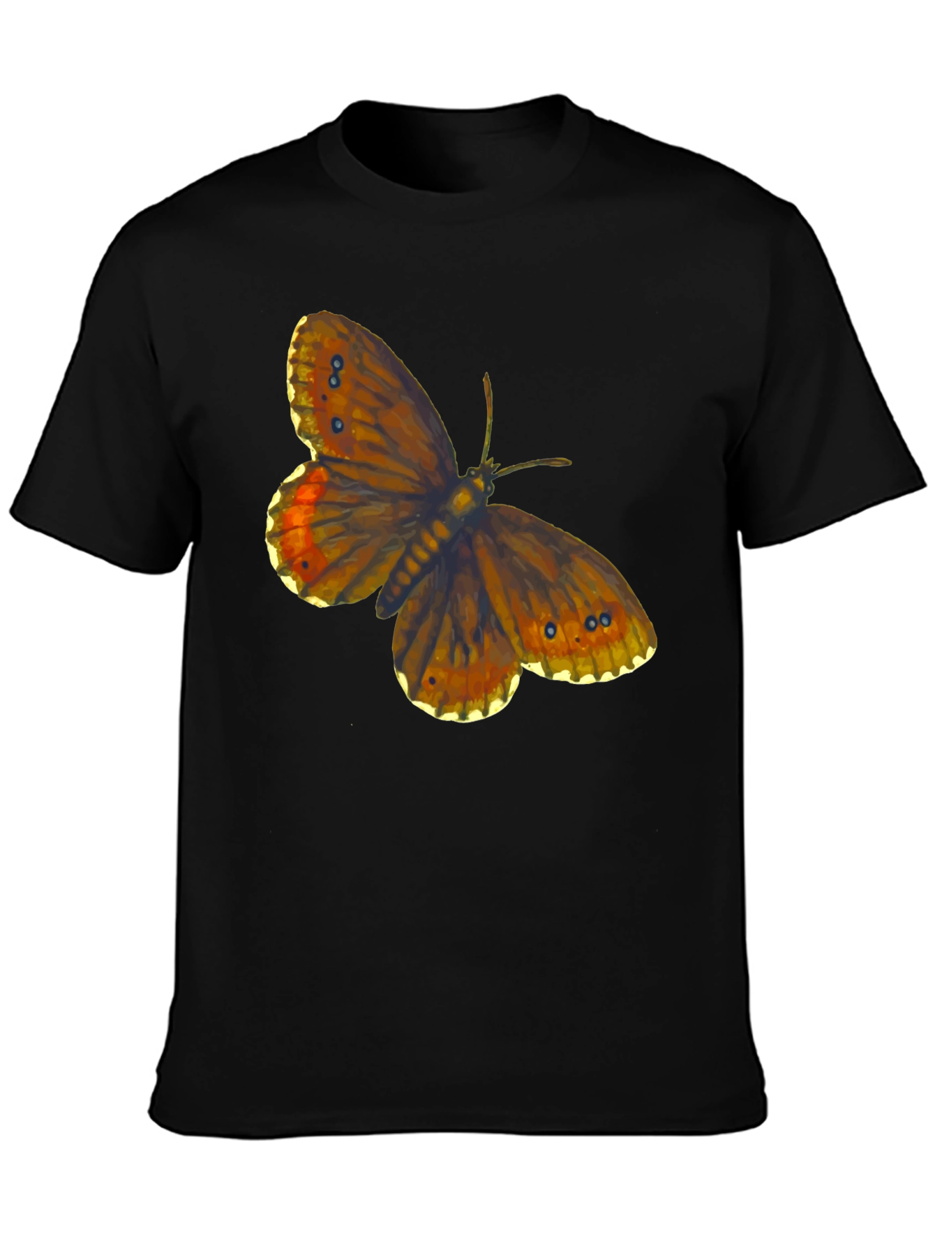 Butterfly Print Black T-Shirt
