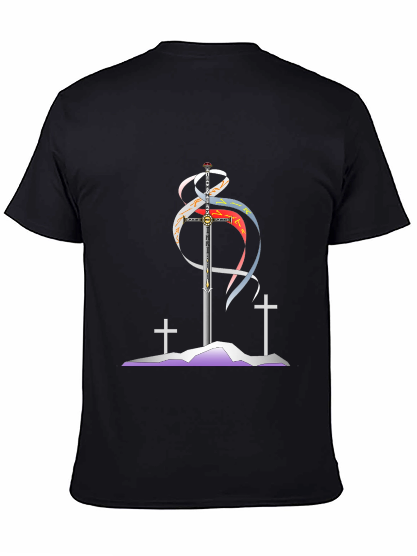 Sword and Crosses Graphic Black T-Shirt