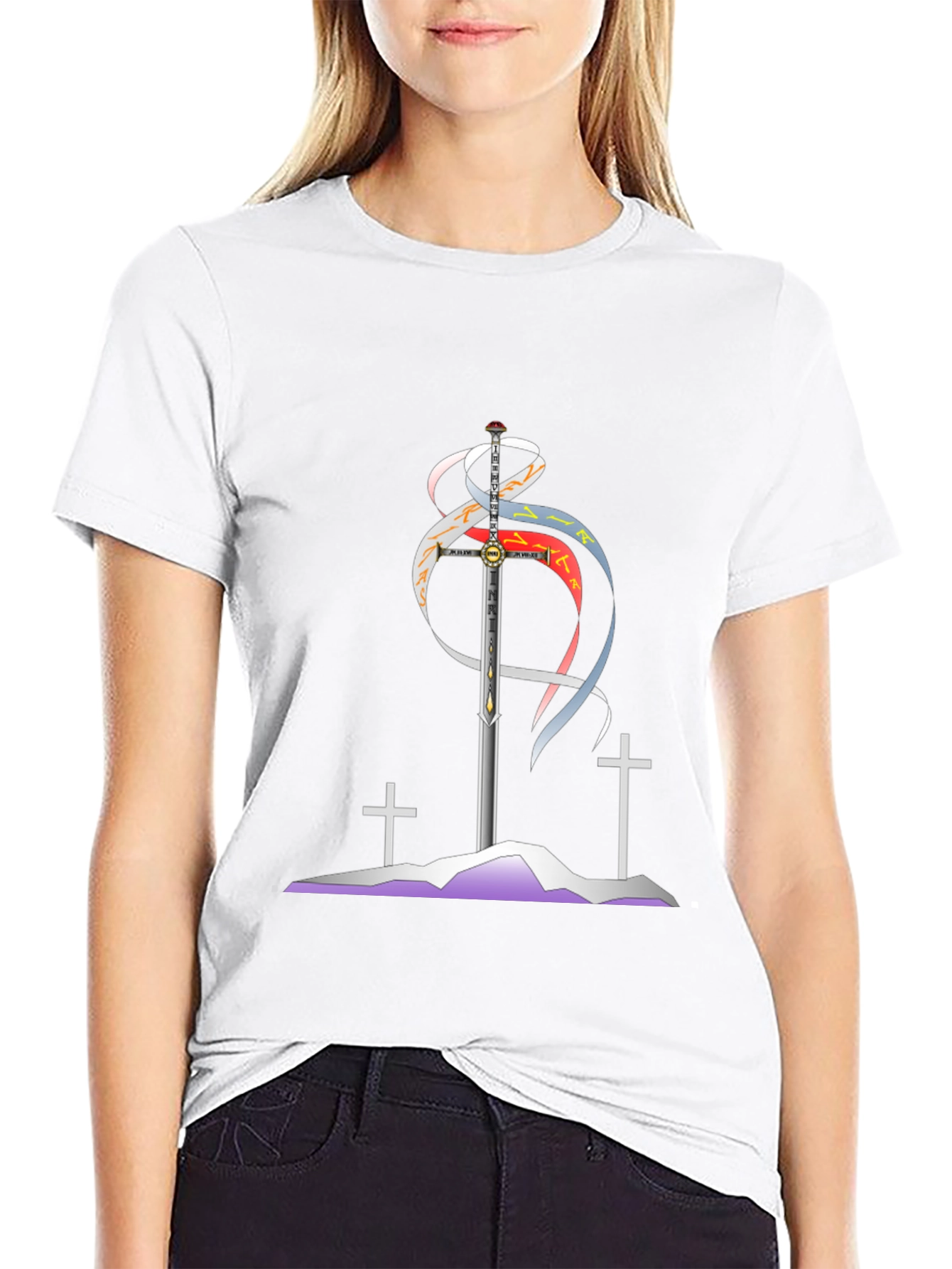 Sword and Crosses Graphic Black T-Shirt