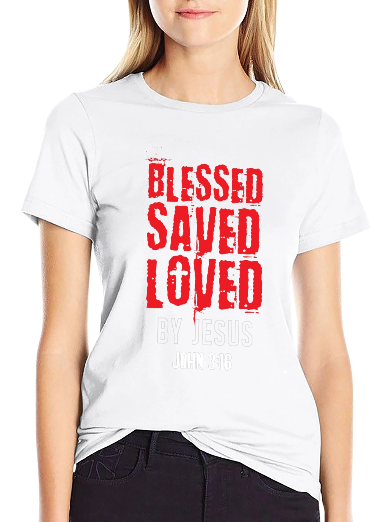 Blessed Saved Loved T-Shirt - John 3:16 Christian Tee