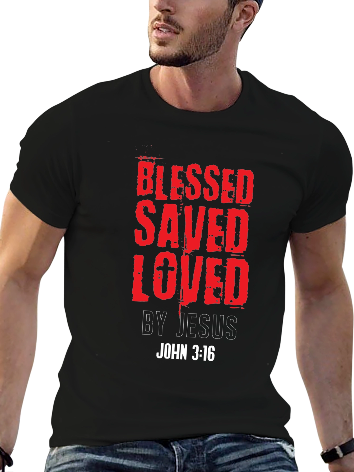 Blessed Saved Loved T-Shirt - John 3:16 Christian Tee