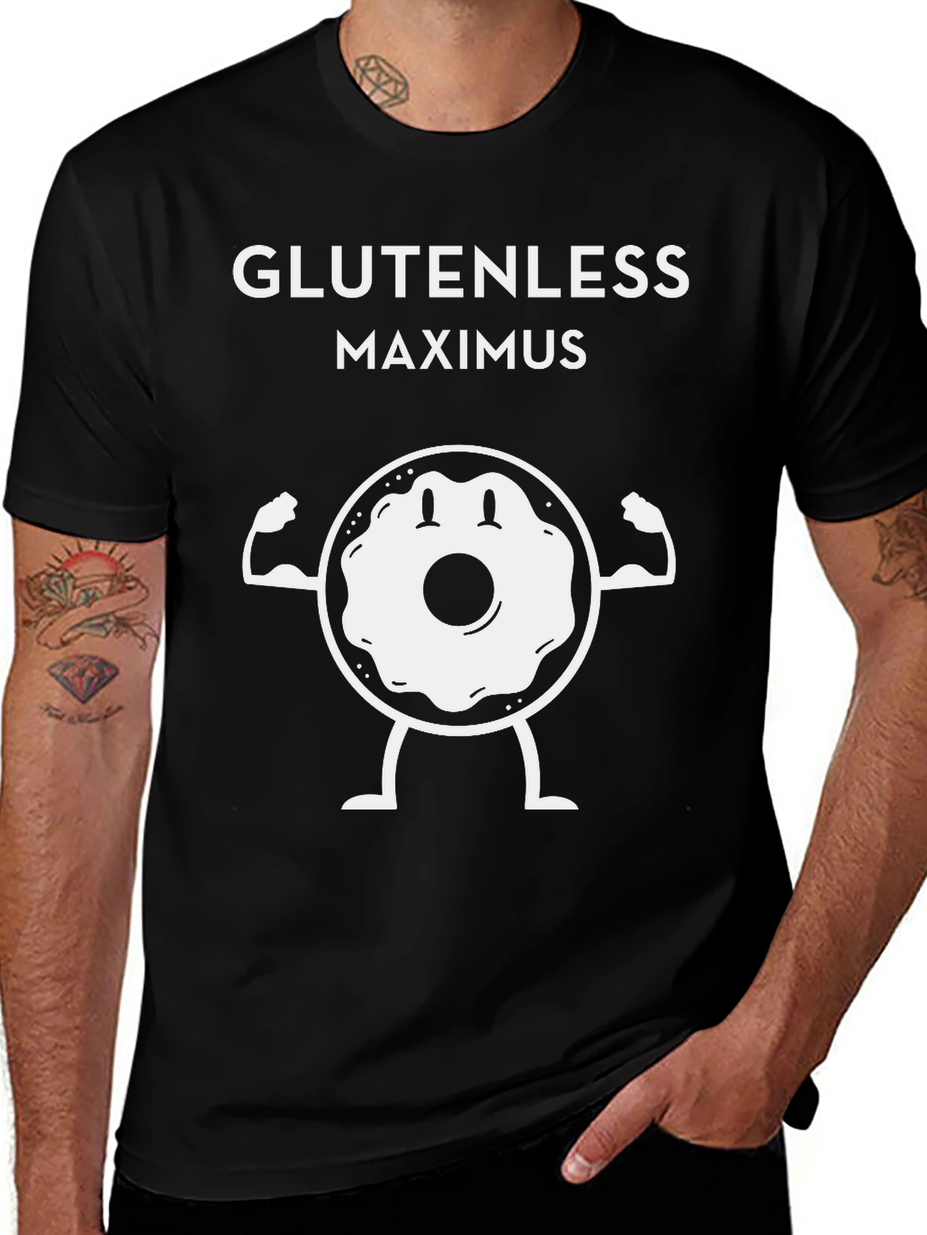 Glutenless Maximus T-Shirt - Funny Donut Gym Tee