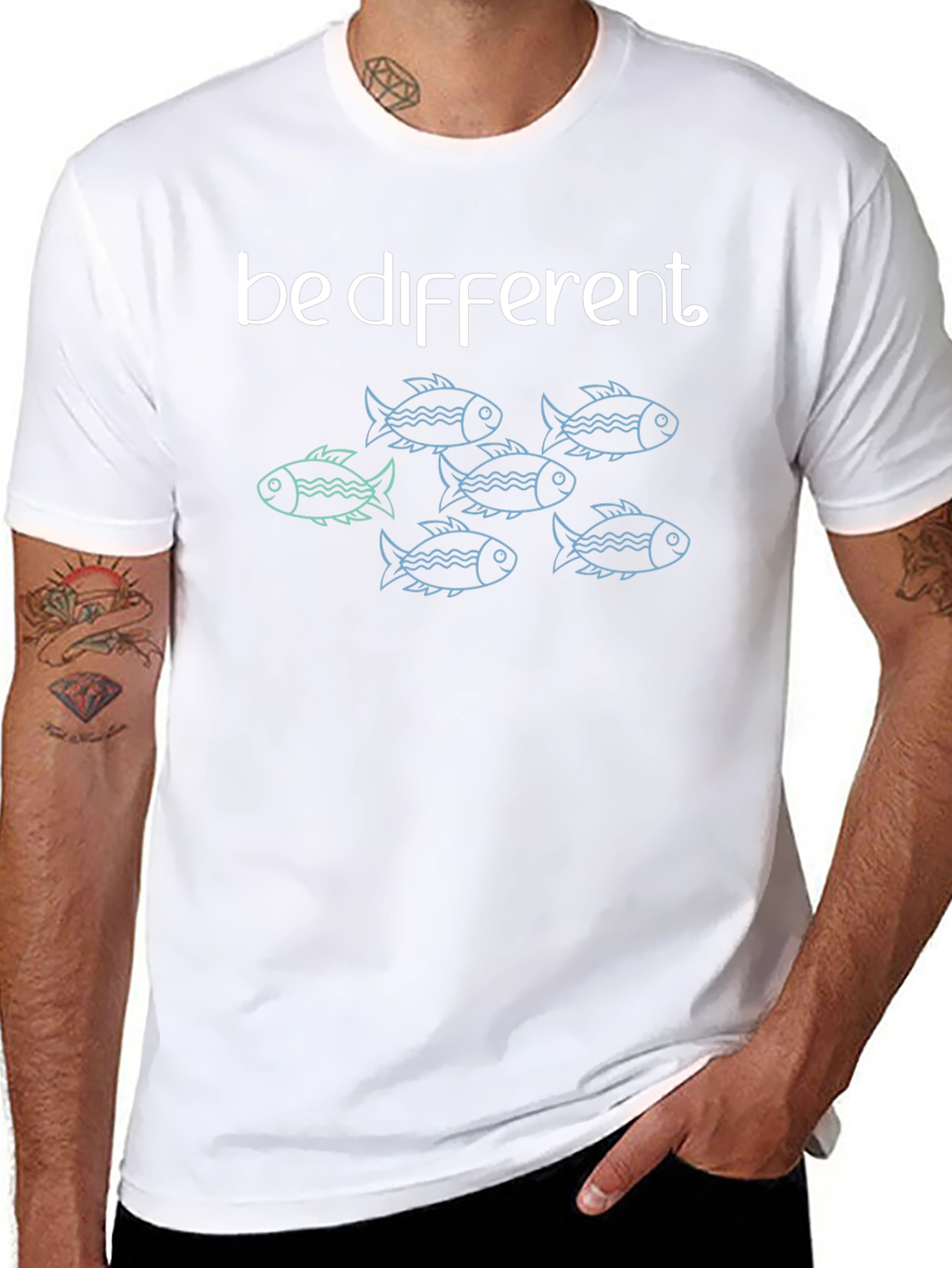 Be Different Fish Graphic Tee - Unique Design
