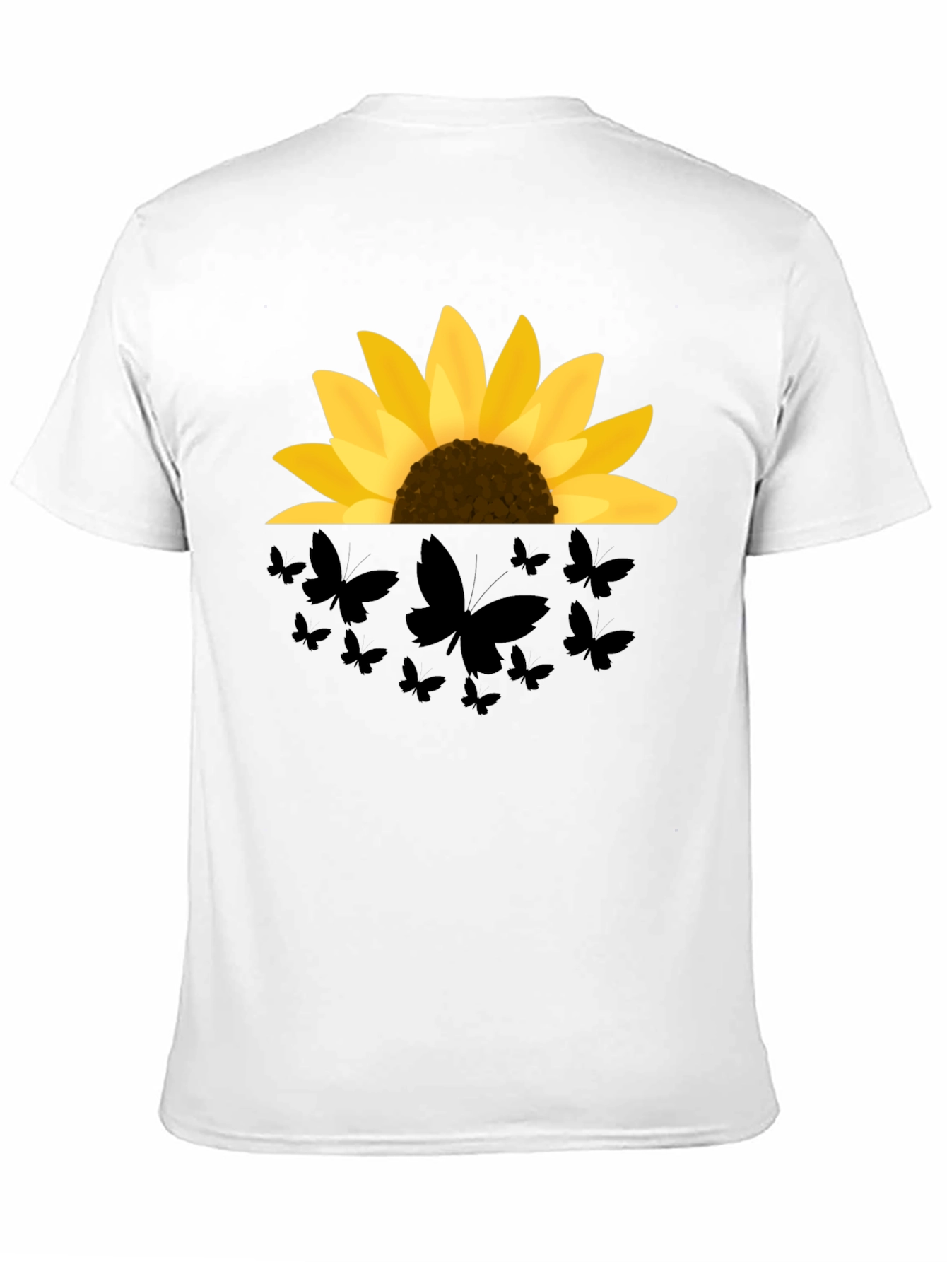 Sunflower Butterfly Graphic Black T-Shirt