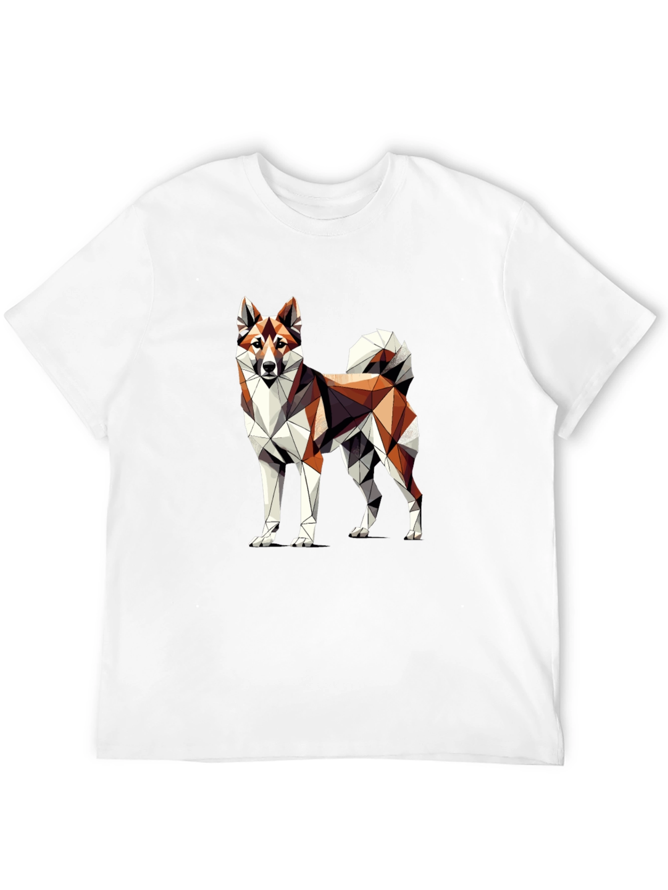 Geometric Dog Graphic Tee - Modern Art Shirt