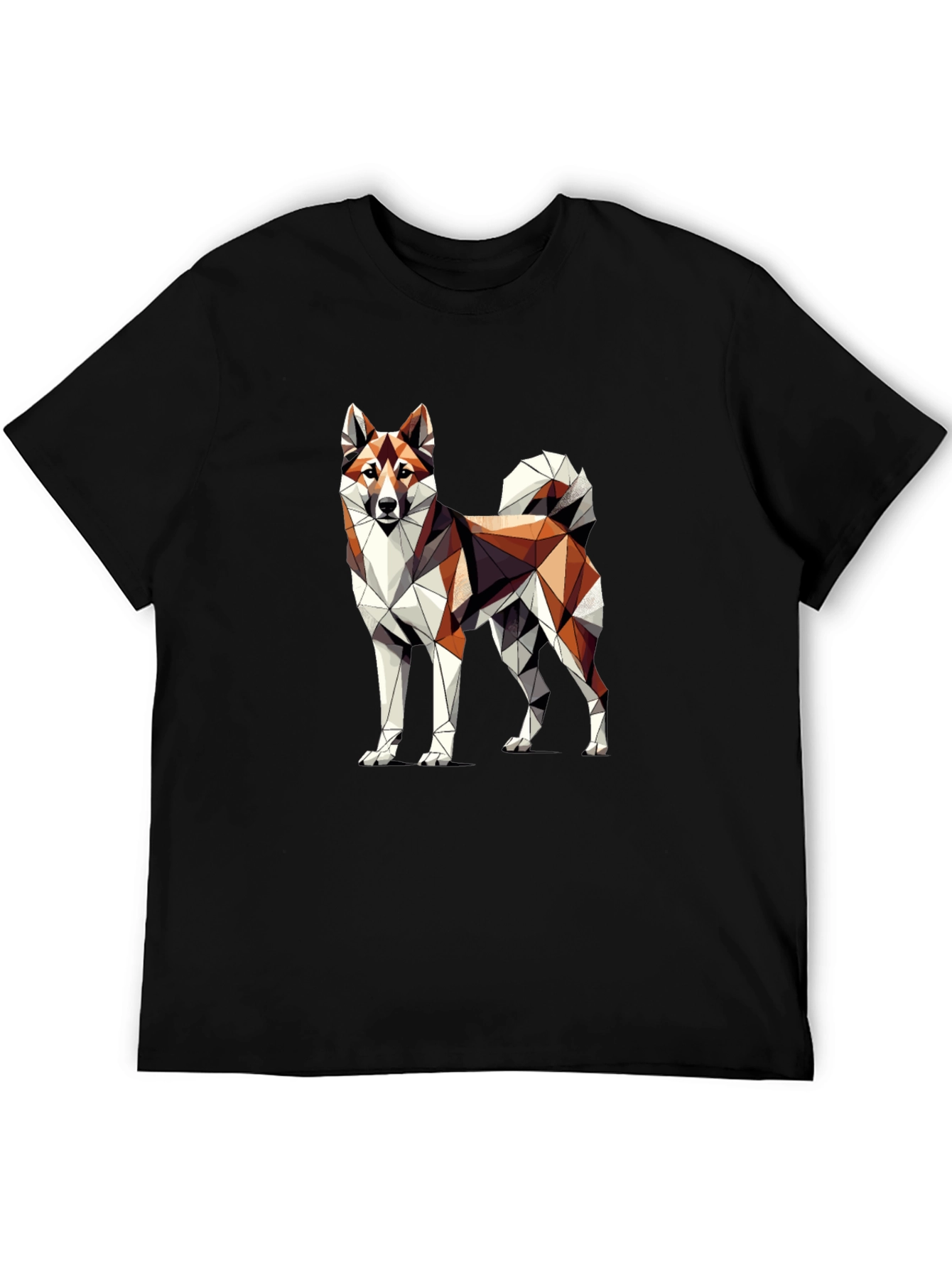 Geometric Dog Graphic Tee - Modern Art Shirt