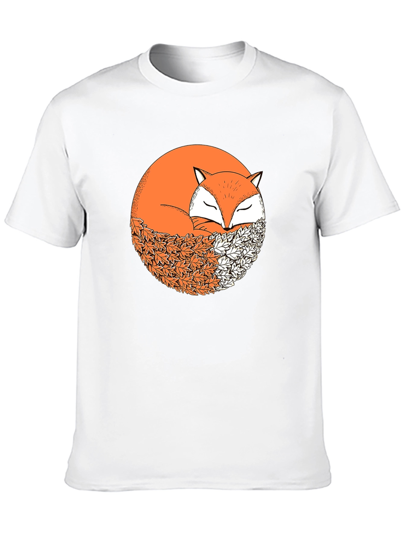 Fox in Leaves Graphic Tee - Mens Black T-Shirt