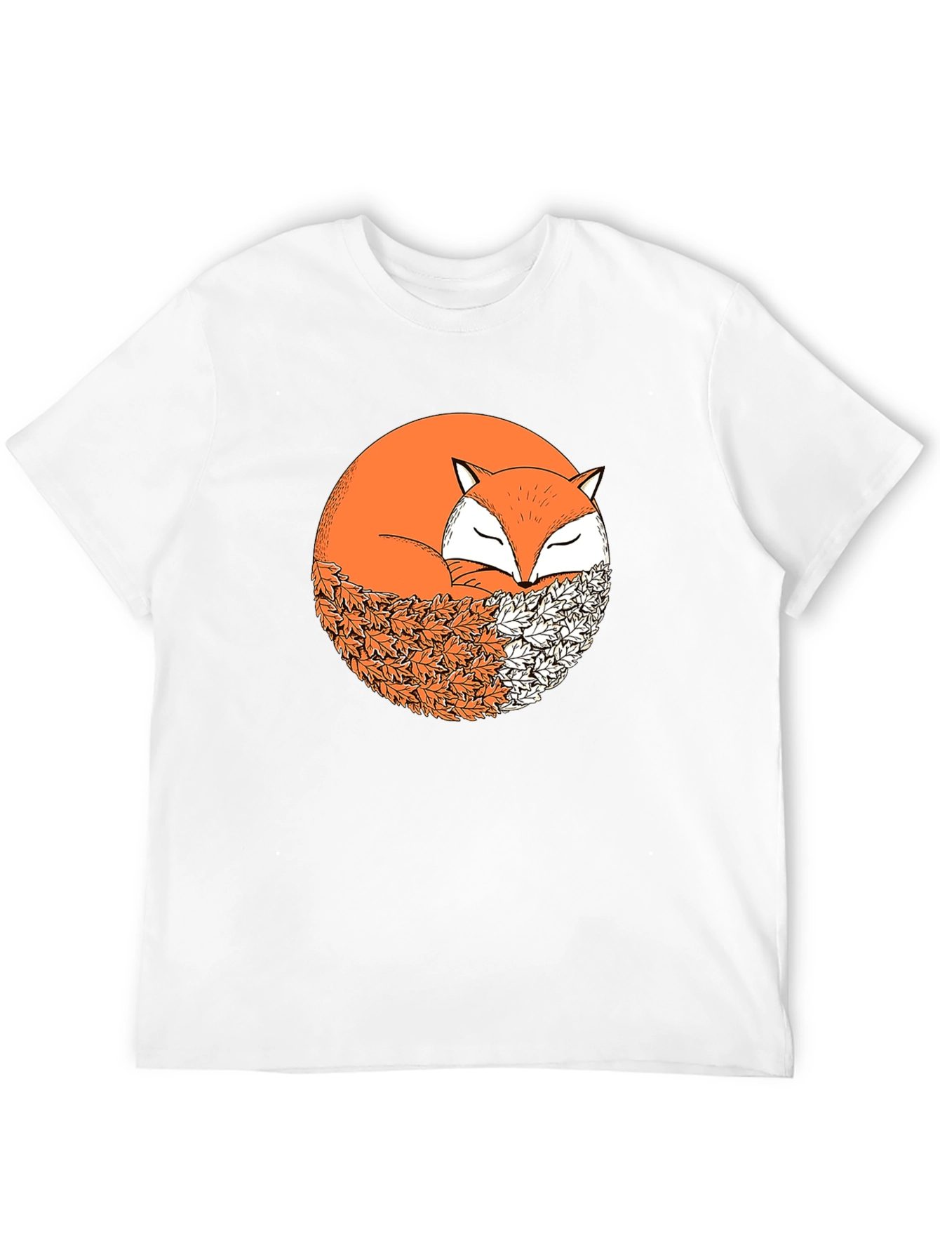 Fox in Leaves Graphic Tee - Mens Black T-Shirt