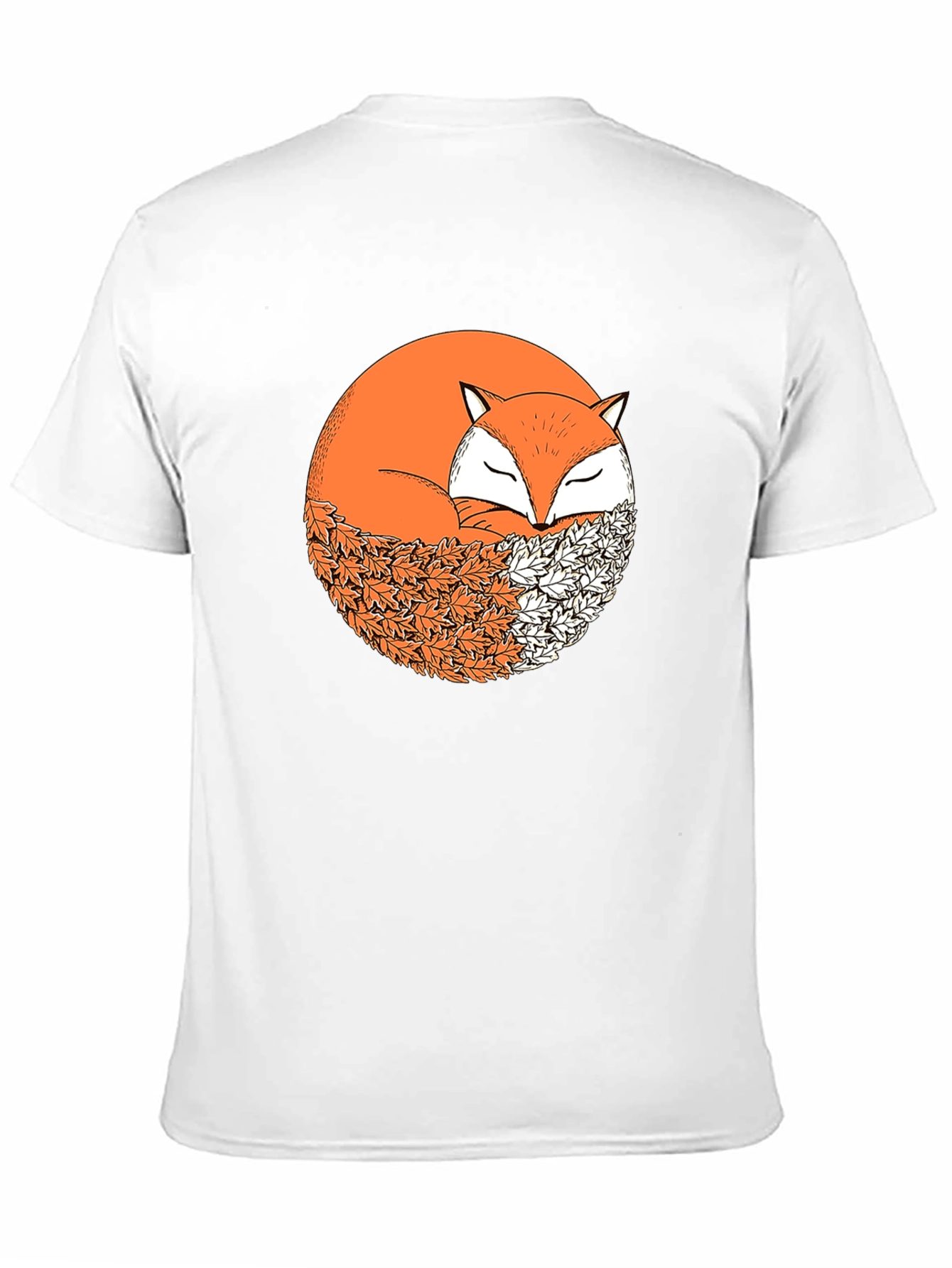 Fox in Leaves Graphic Tee - Mens Black T-Shirt