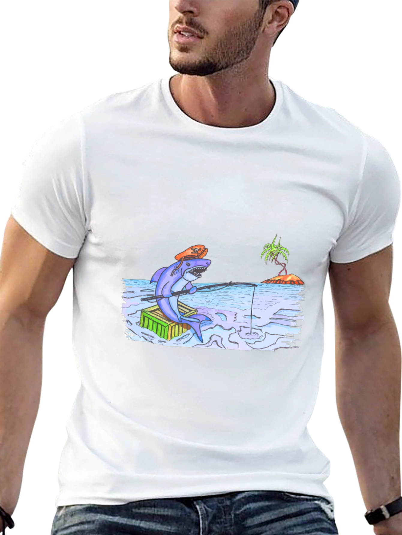 Shark Fishing T-Shirt - Unique Graphic Tee