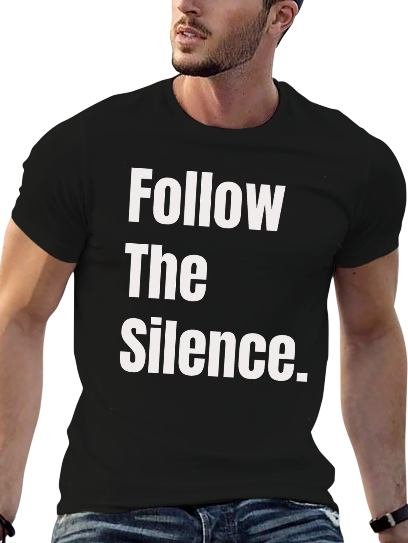 Follow The Silence Graphic Tee - Black Cotton T-Shirt