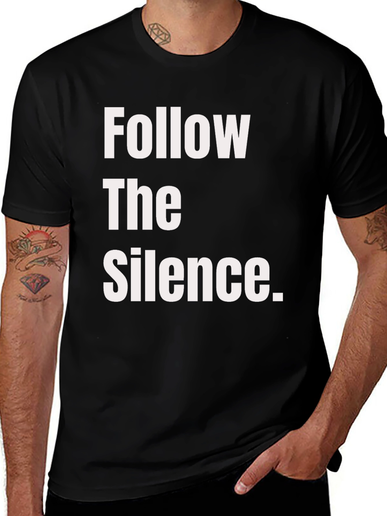 Follow The Silence Graphic Tee - Black Cotton T-Shirt