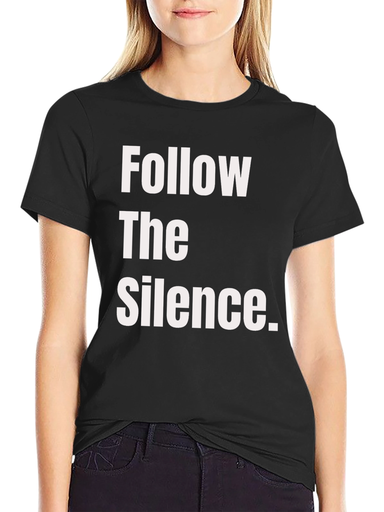 Follow The Silence Graphic Tee - Black Cotton T-Shirt