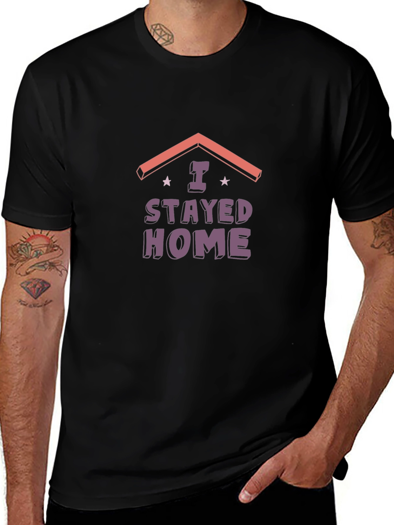 I Stayed Home Black Graphic Tee