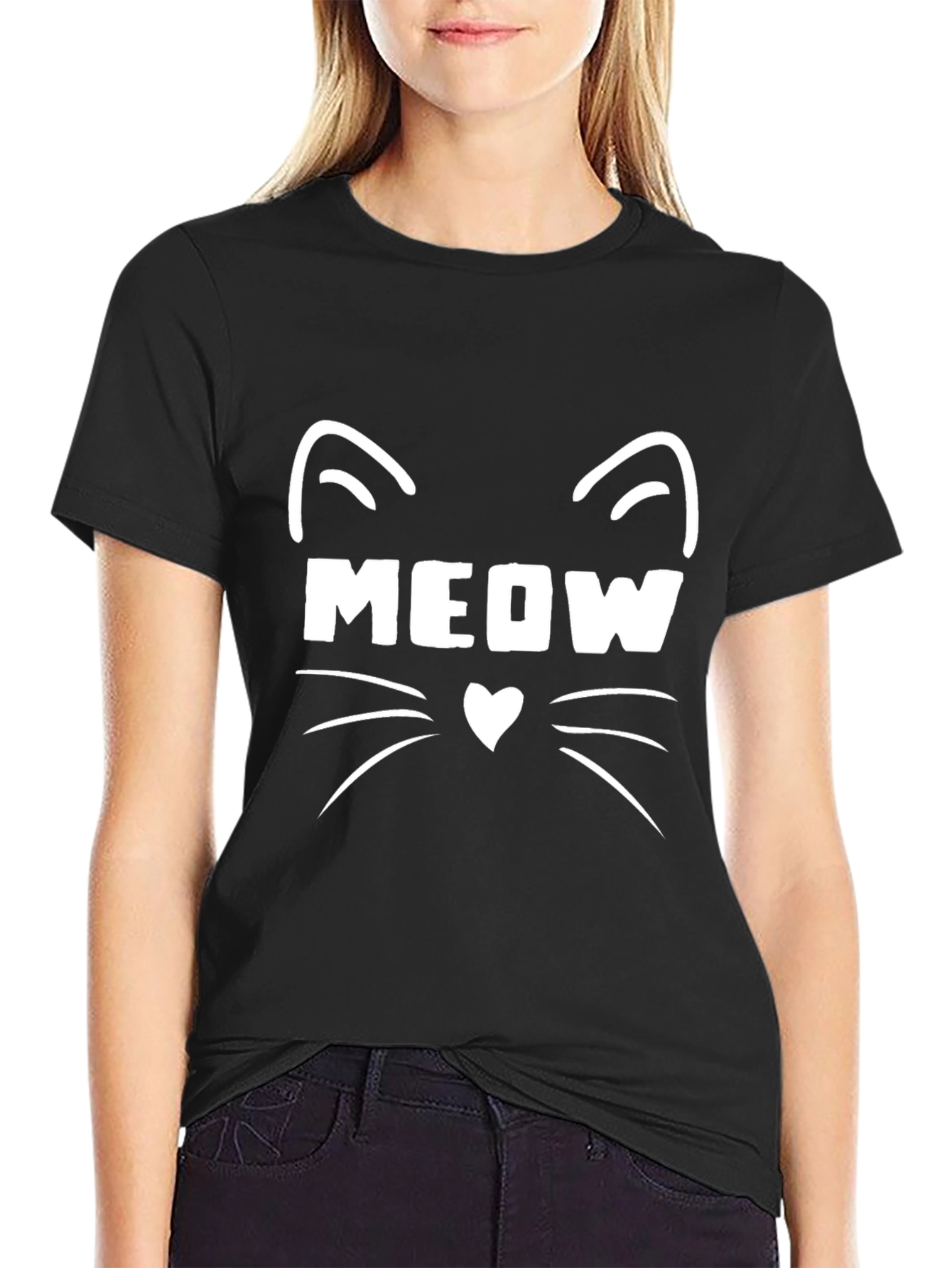 Meow Cat Graphic T-Shirt