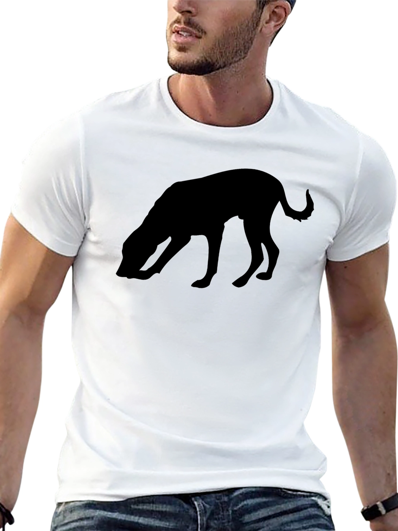 Sniffing Dog Graphic Tee - Black Cotton Comfort