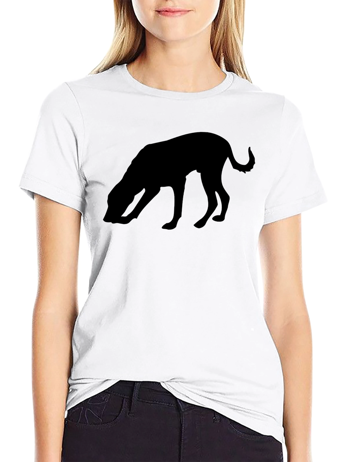 Sniffing Dog Graphic Tee - Black Cotton Comfort