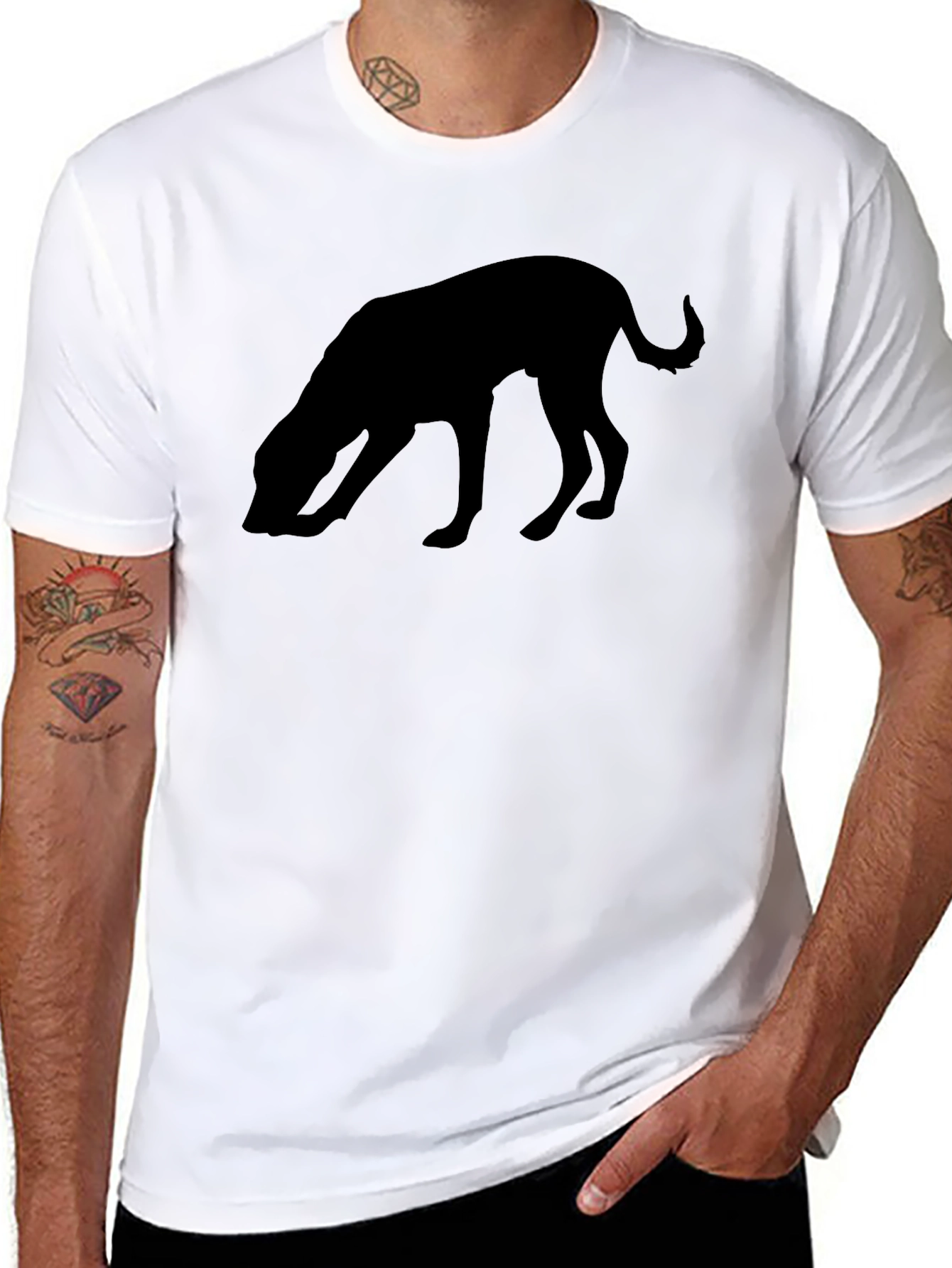 Sniffing Dog Graphic Tee - Black Cotton Comfort