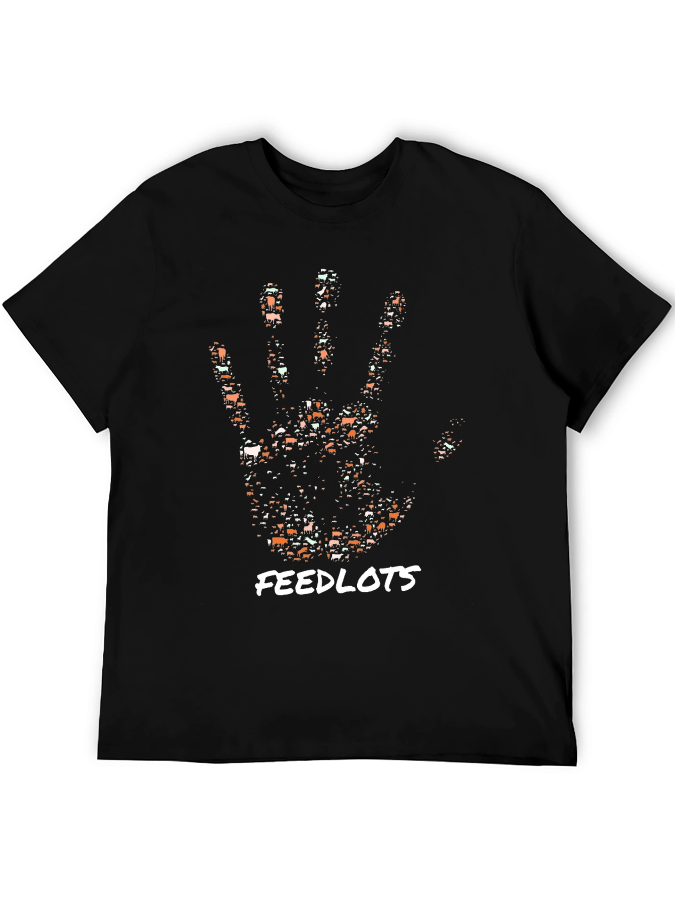 Cattle Handprint Feedlots Black T-Shirt