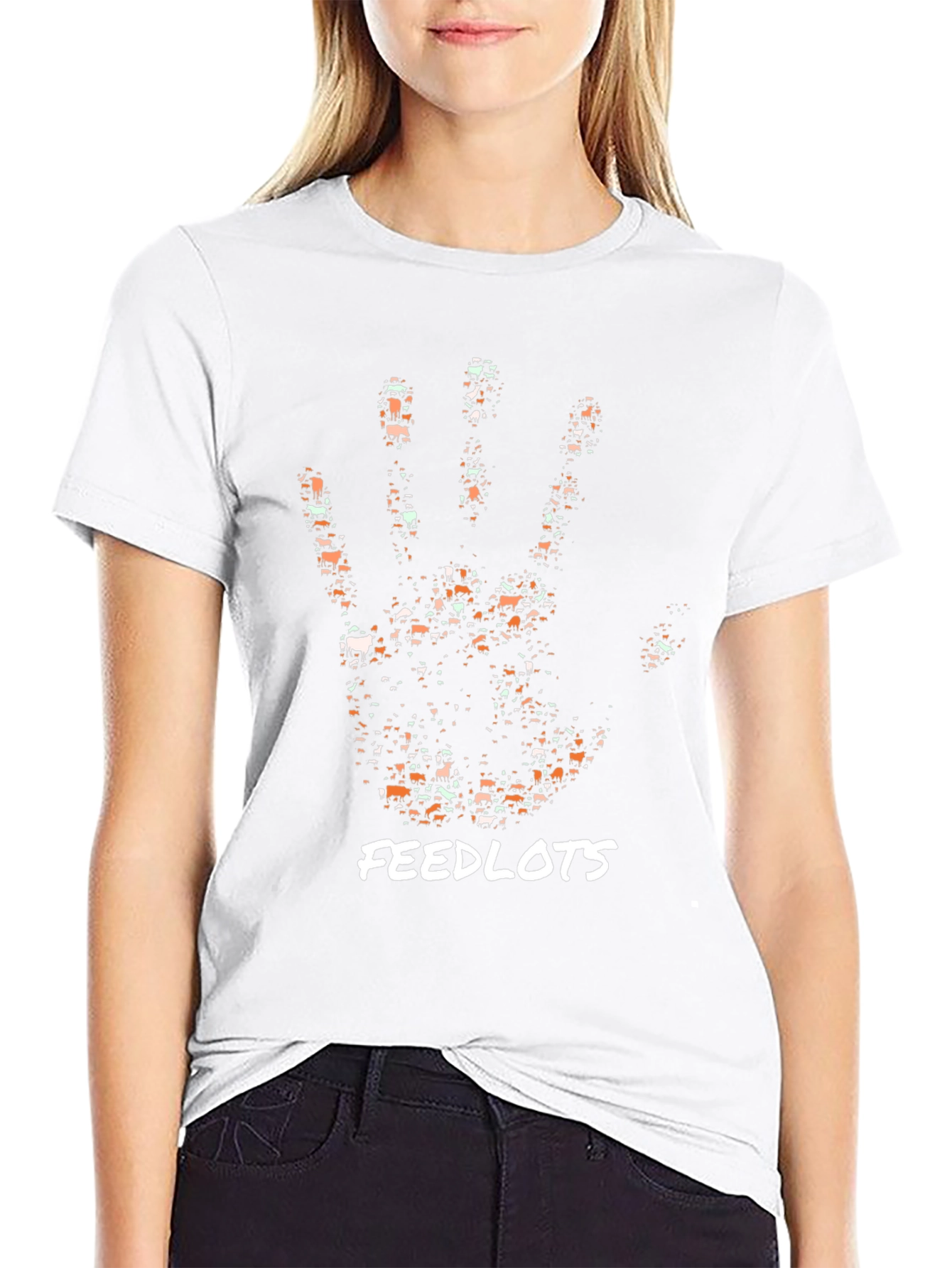 Cattle Handprint Feedlots Black T-Shirt