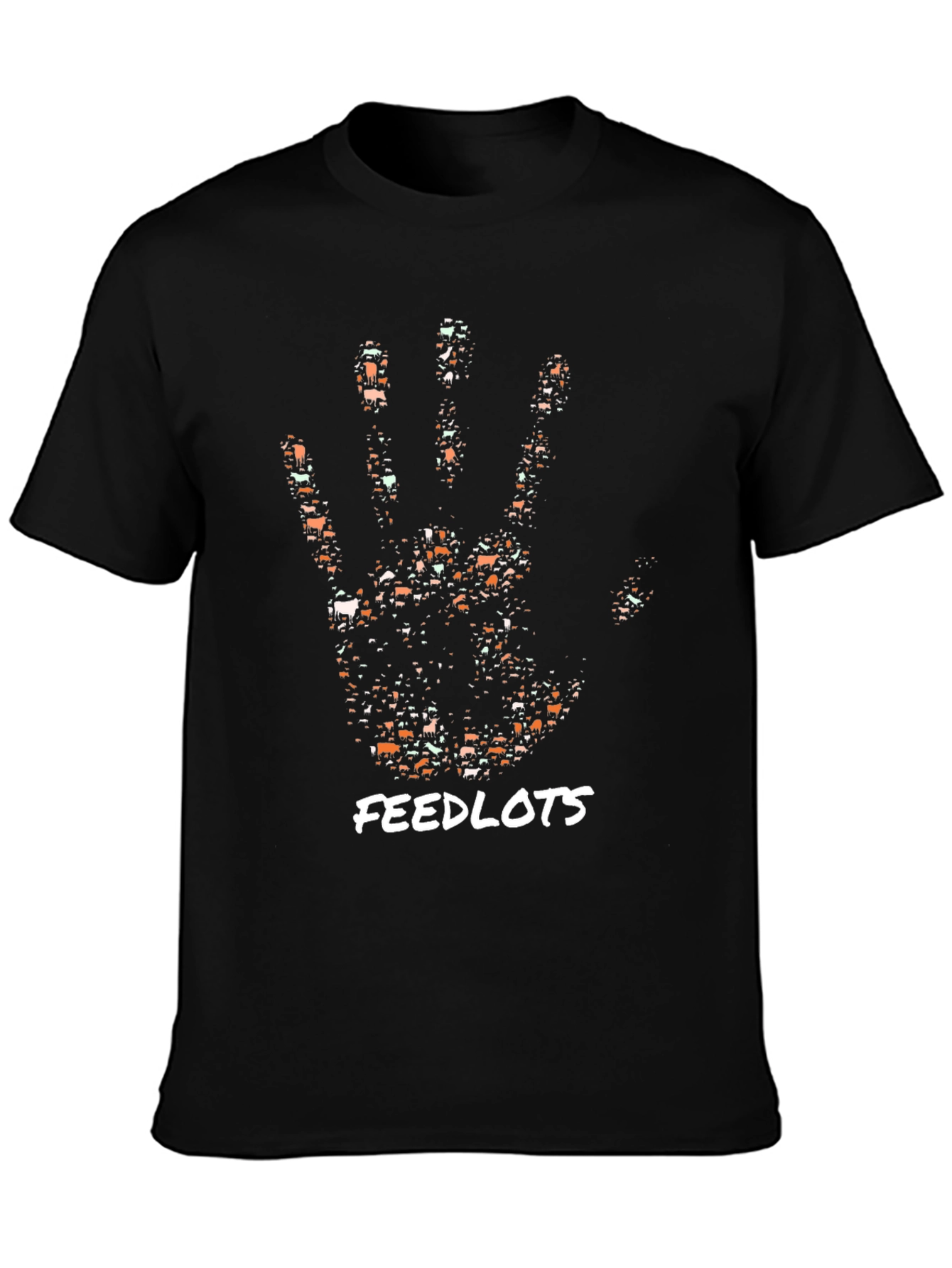 Cattle Handprint Feedlots Black T-Shirt