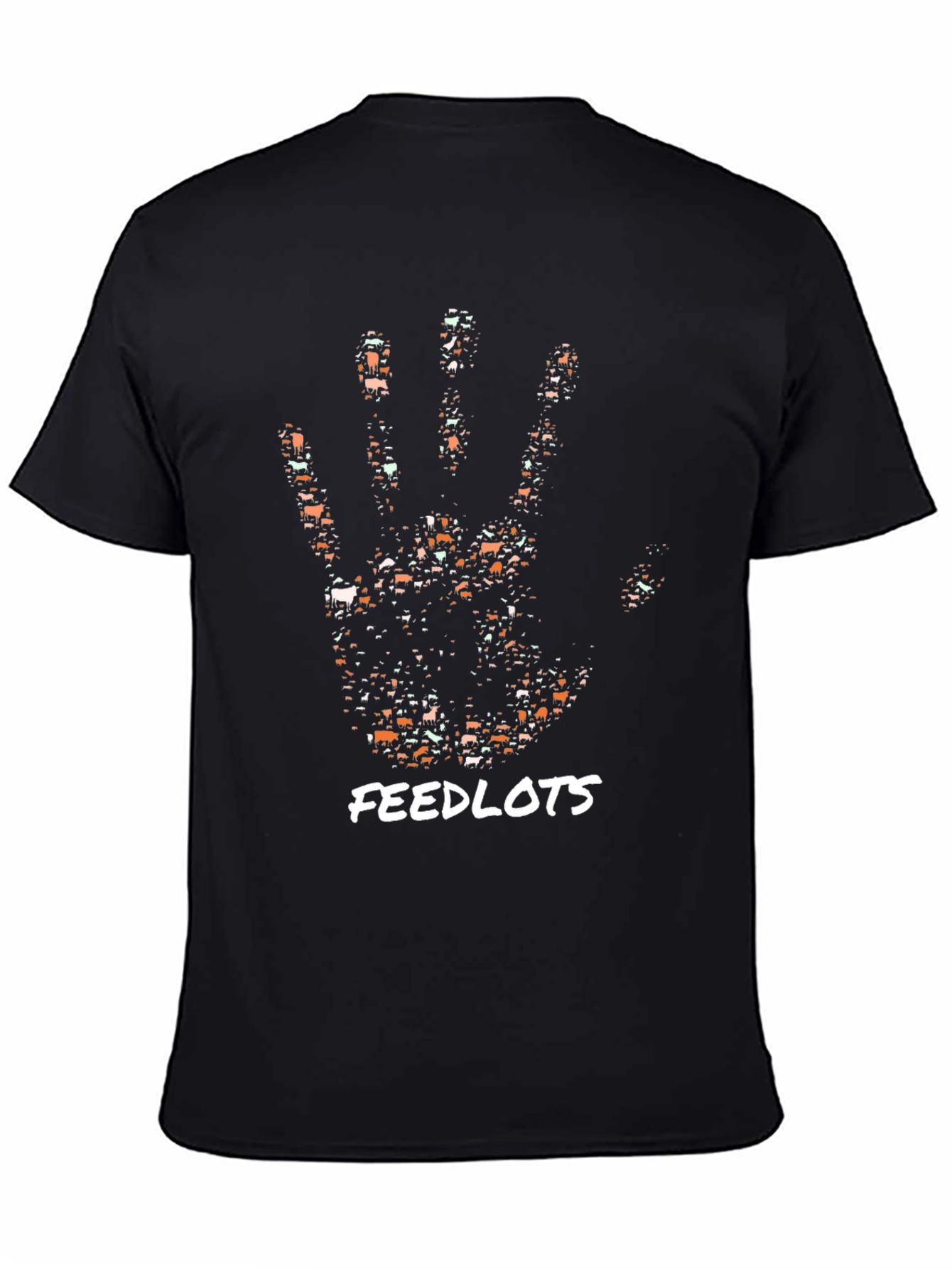 Cattle Handprint Feedlots Black T-Shirt