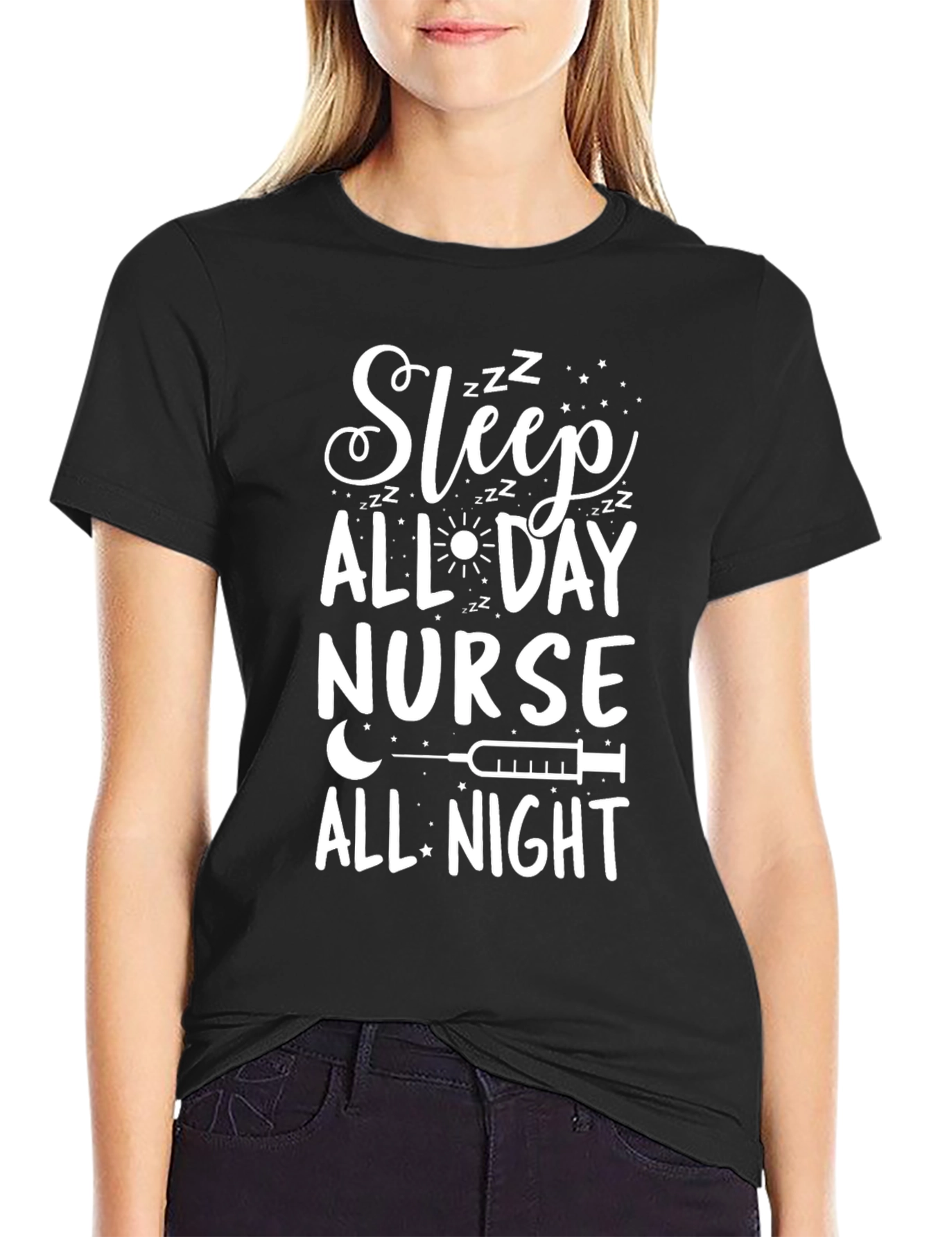Sleep All Day Nurse All Night Graphic Tee