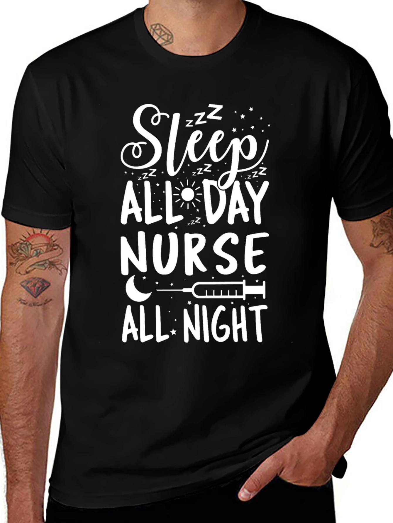 Sleep All Day Nurse All Night Graphic Tee