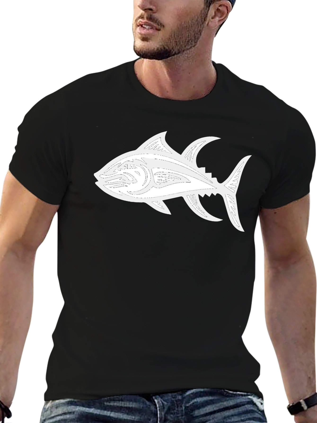 Black Tuna Graphic Tee - Stylish Comfort