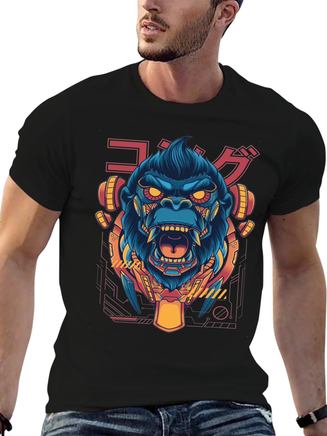 Cyberpunk Gorilla Graphic T-Shirt